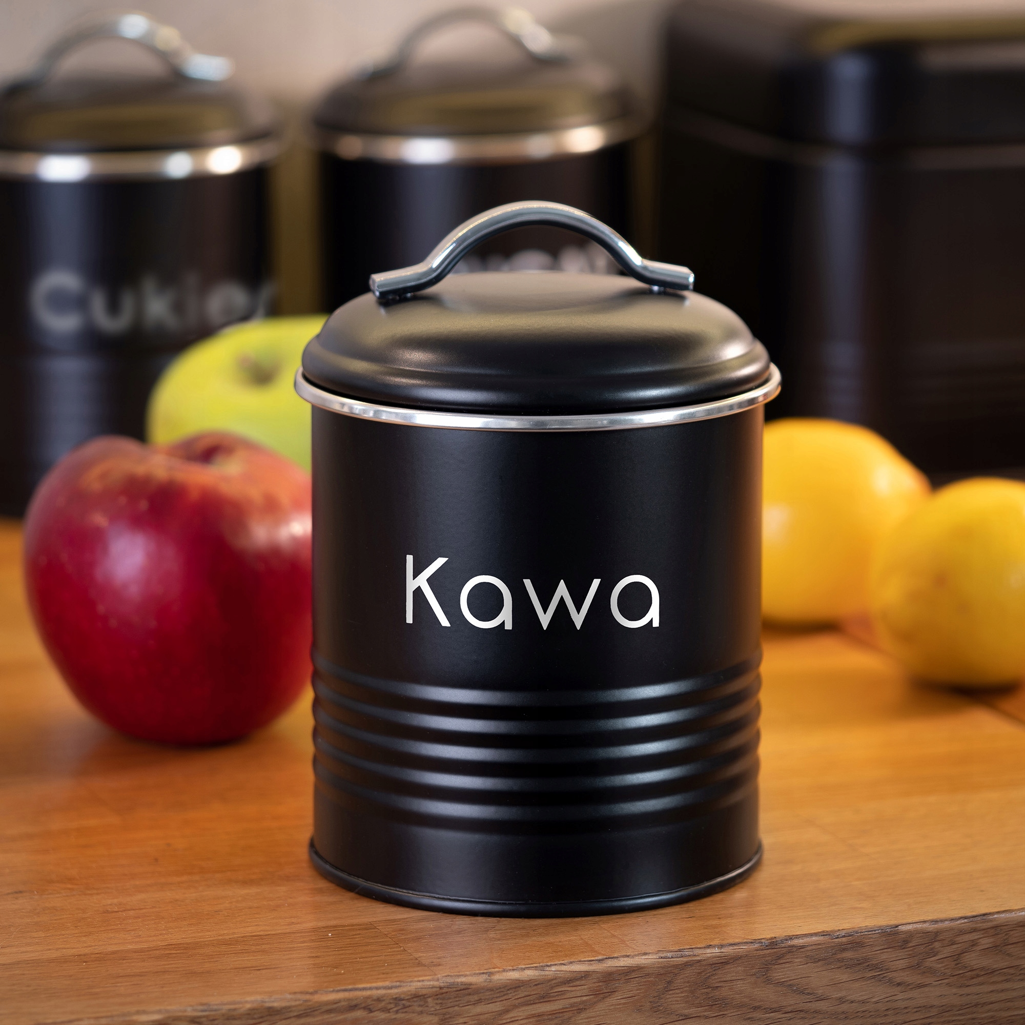 Zestaw pojemników Tufo na chleb, kawę, herbatę i cukier, czarny