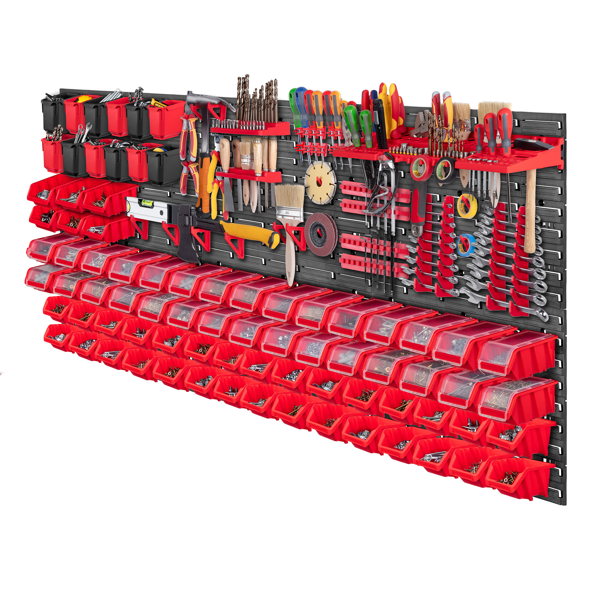 Tablica warsztatowa Lokke 121 elementów 174 x 78 cm, czerwona