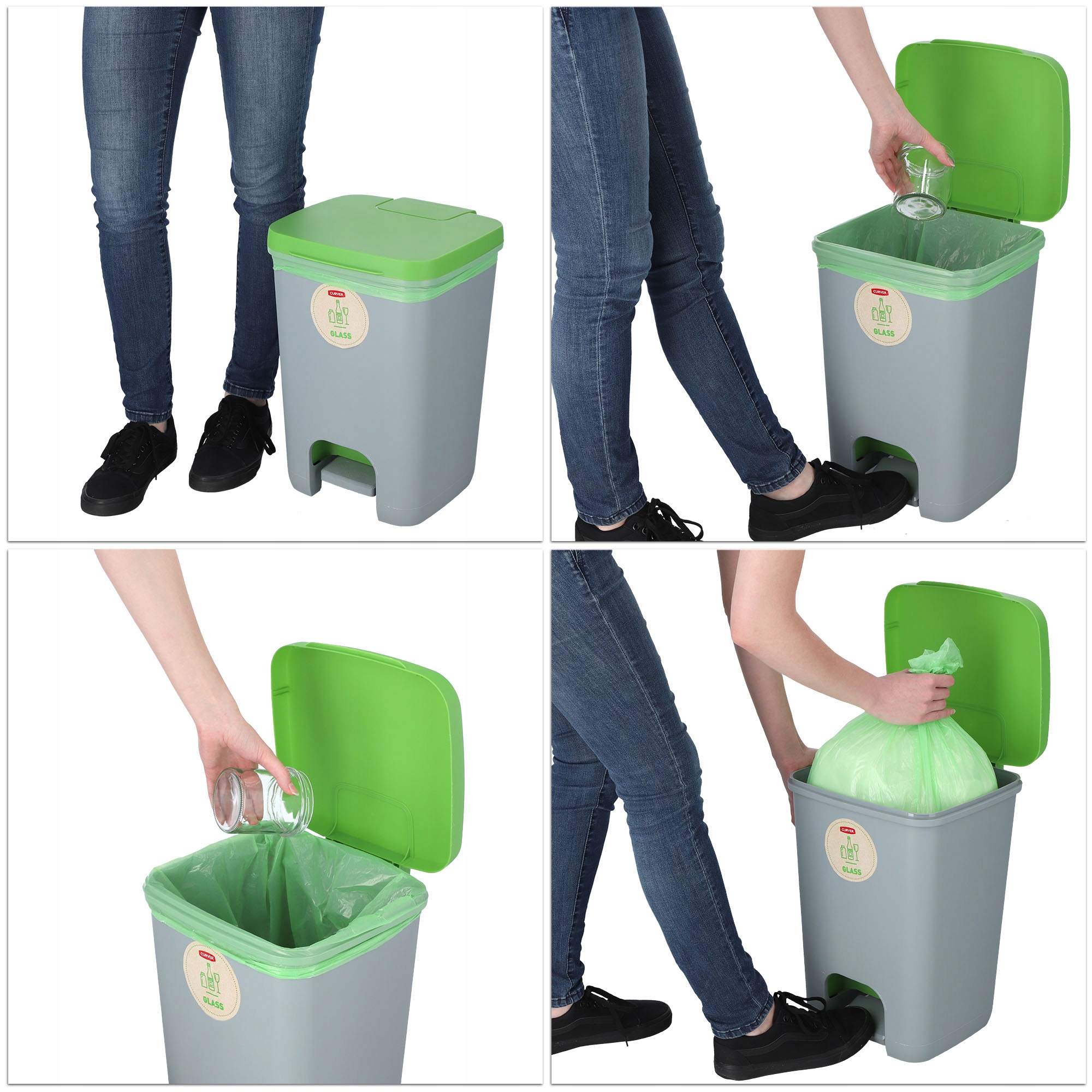 Kosz na śmieci Curver Essentials 20L, zielony