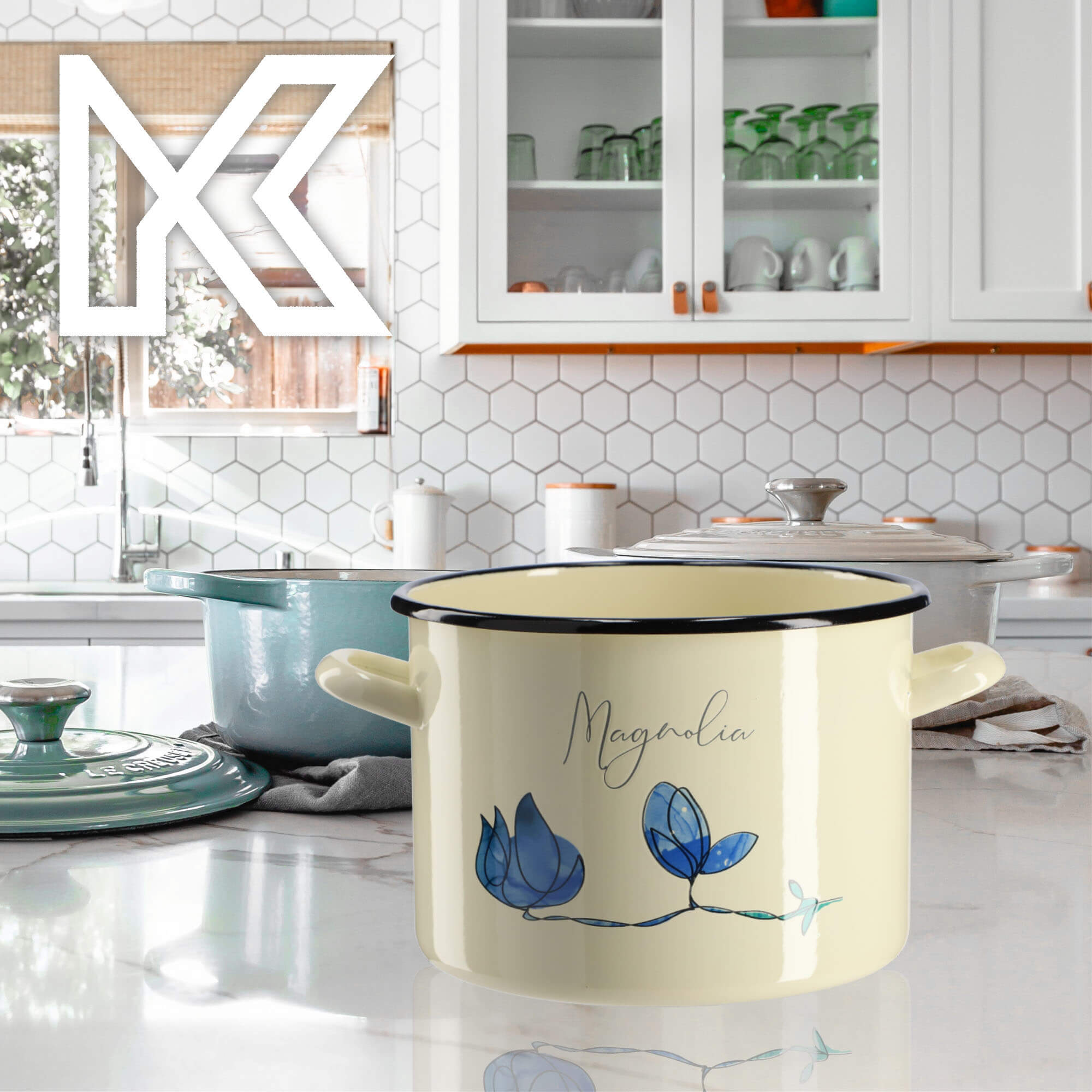 Garnek Emaliowany Luca 6L, magnolia