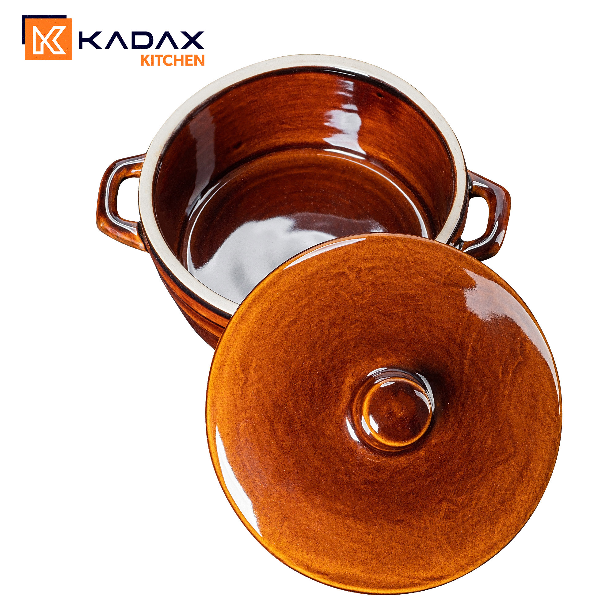 Garnek kamionkowy Athena 1L, 12cm z pokrywką