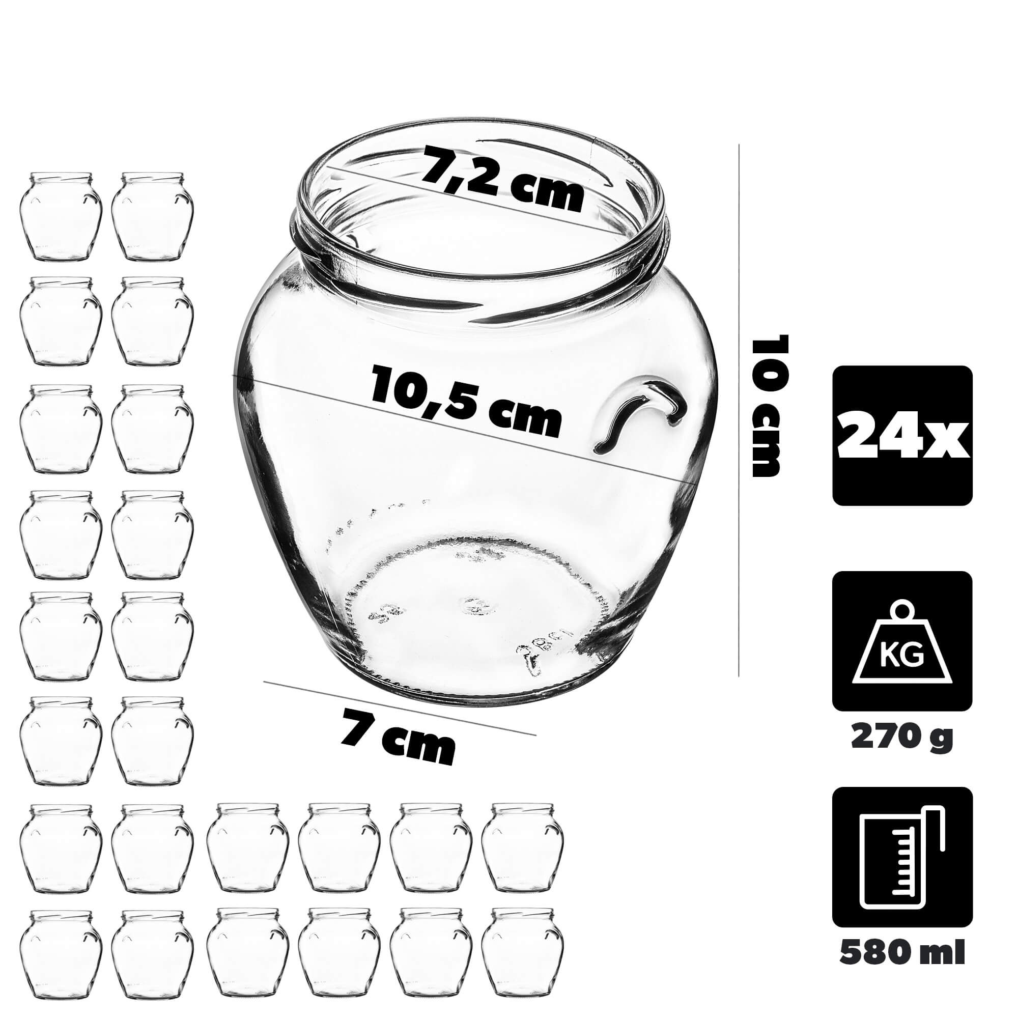 Słoiki na przetwory Sassa 580ml 24szt 82mm + wieczka "Niebieska krata"