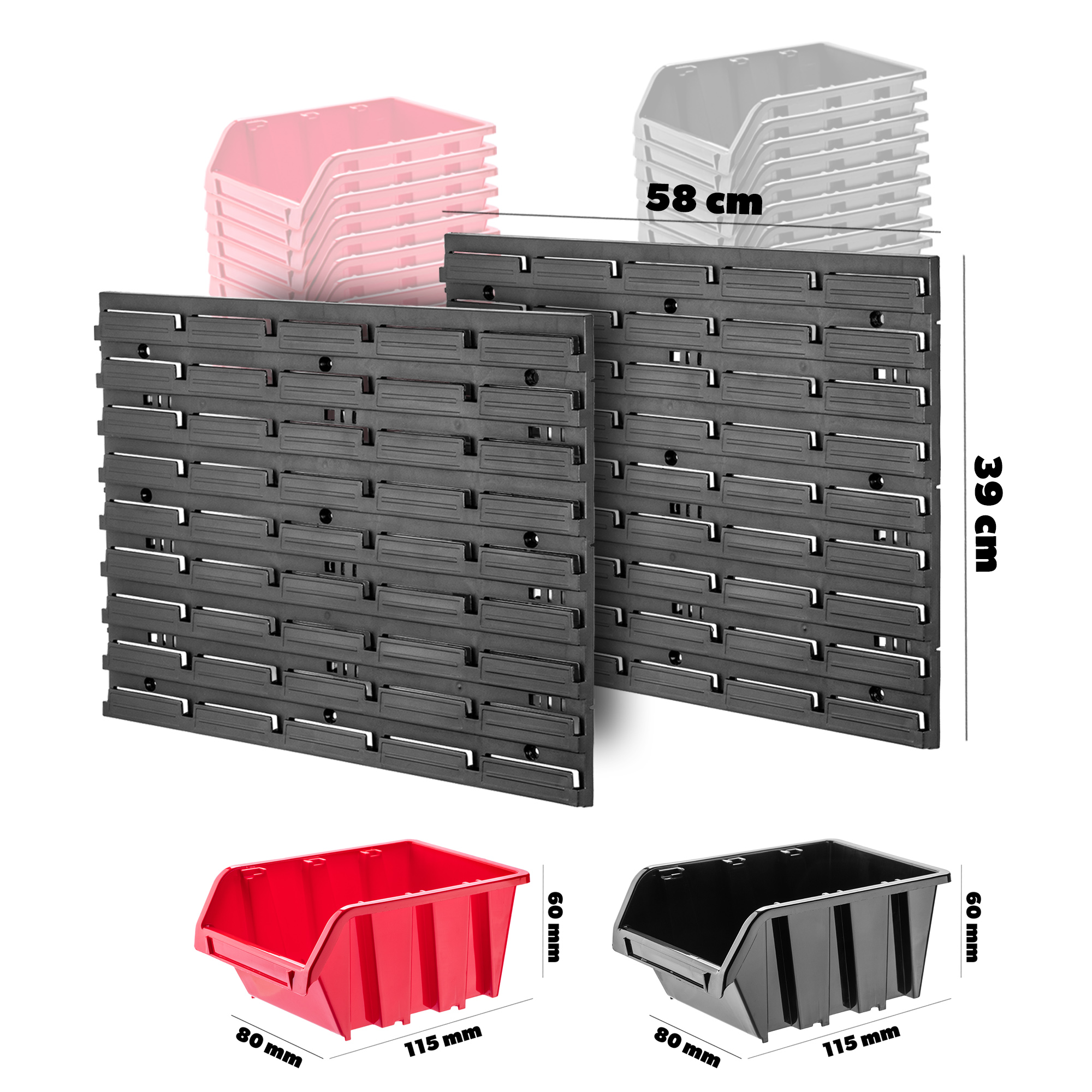 Tablica warsztatowa Lokke 39 elementów 116 x 39 cm, czarno-czerwona
