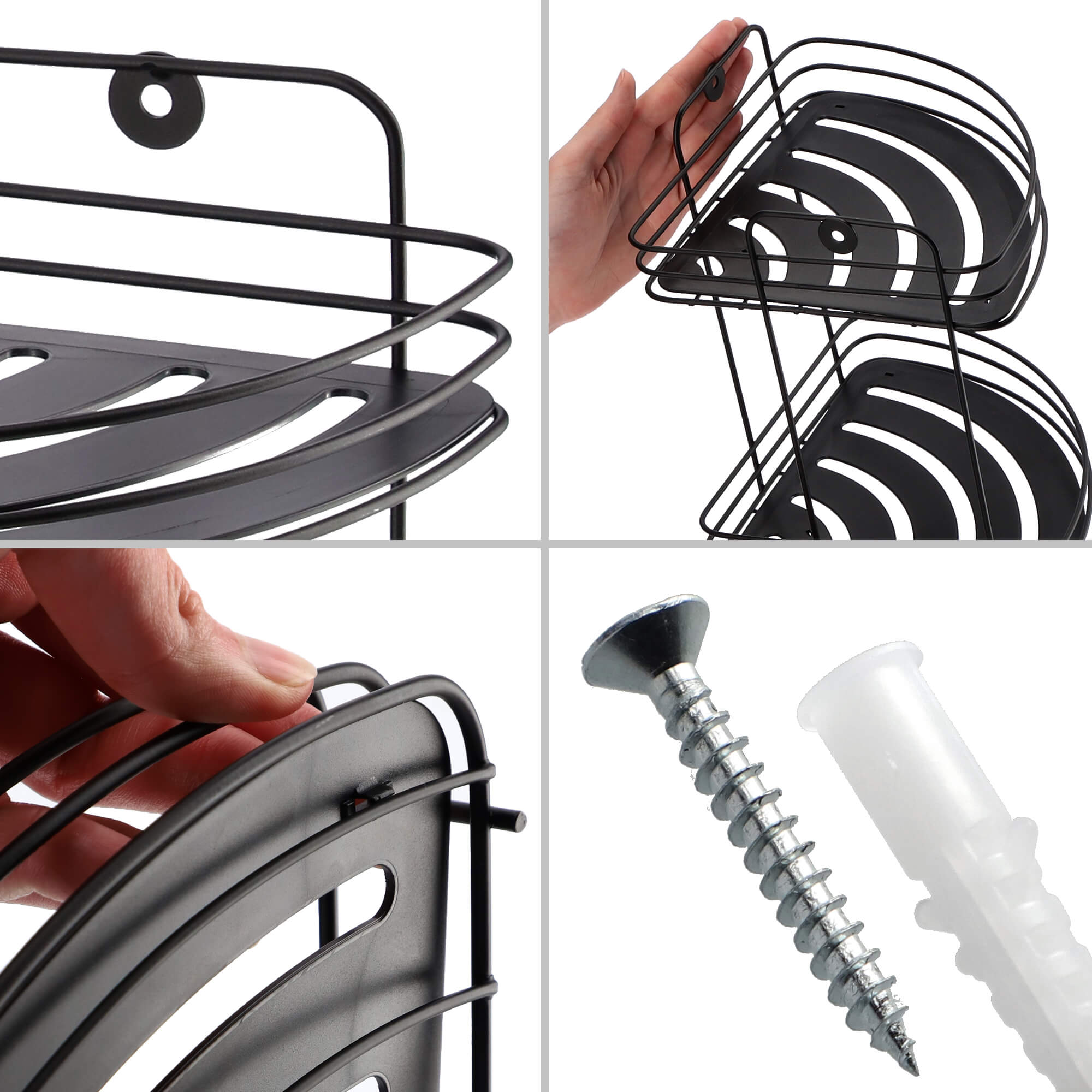 Półka łazienkowa narożna 40 x 20 cm, 3-poziomowa