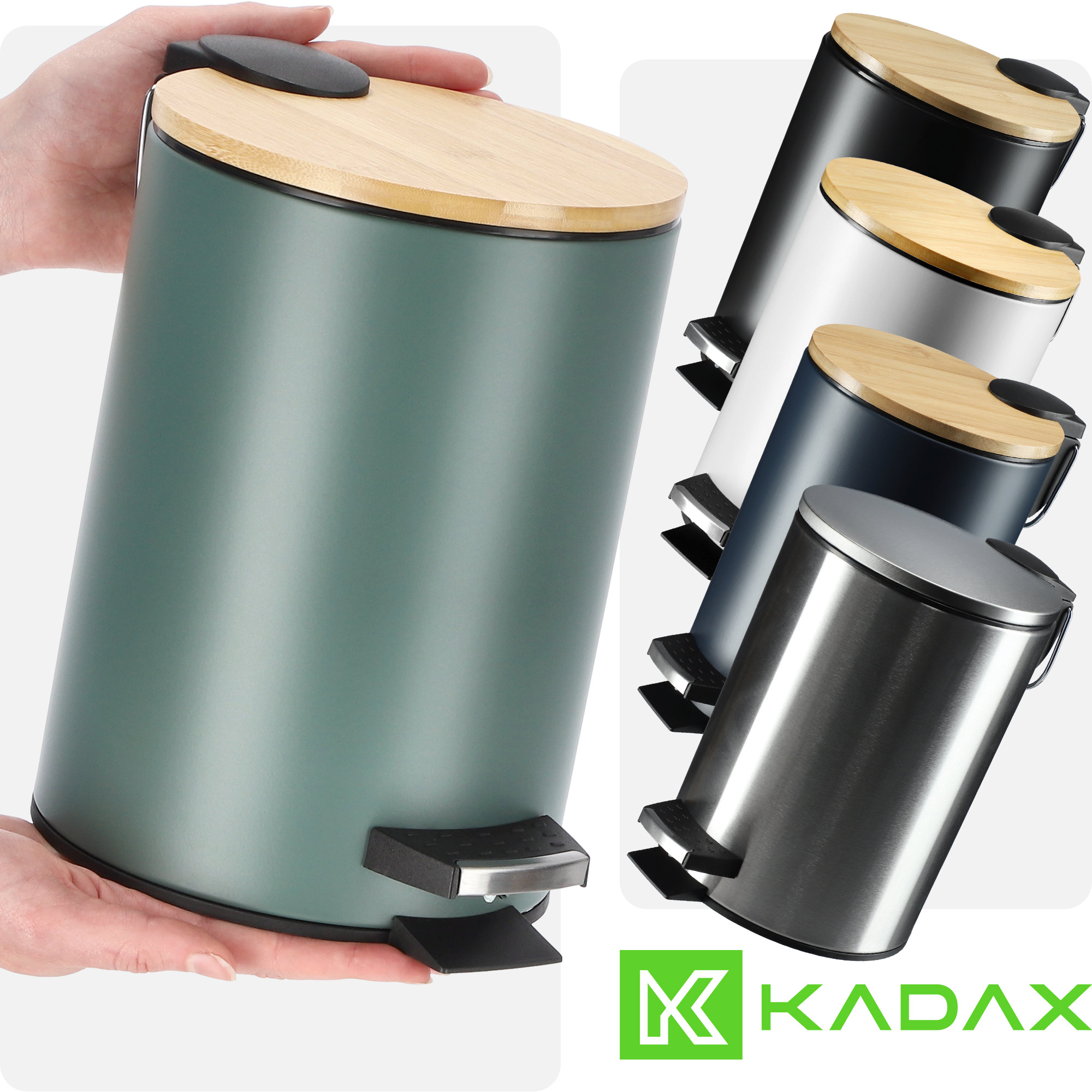 Kosz łazienkowy Linter zielony, 3L