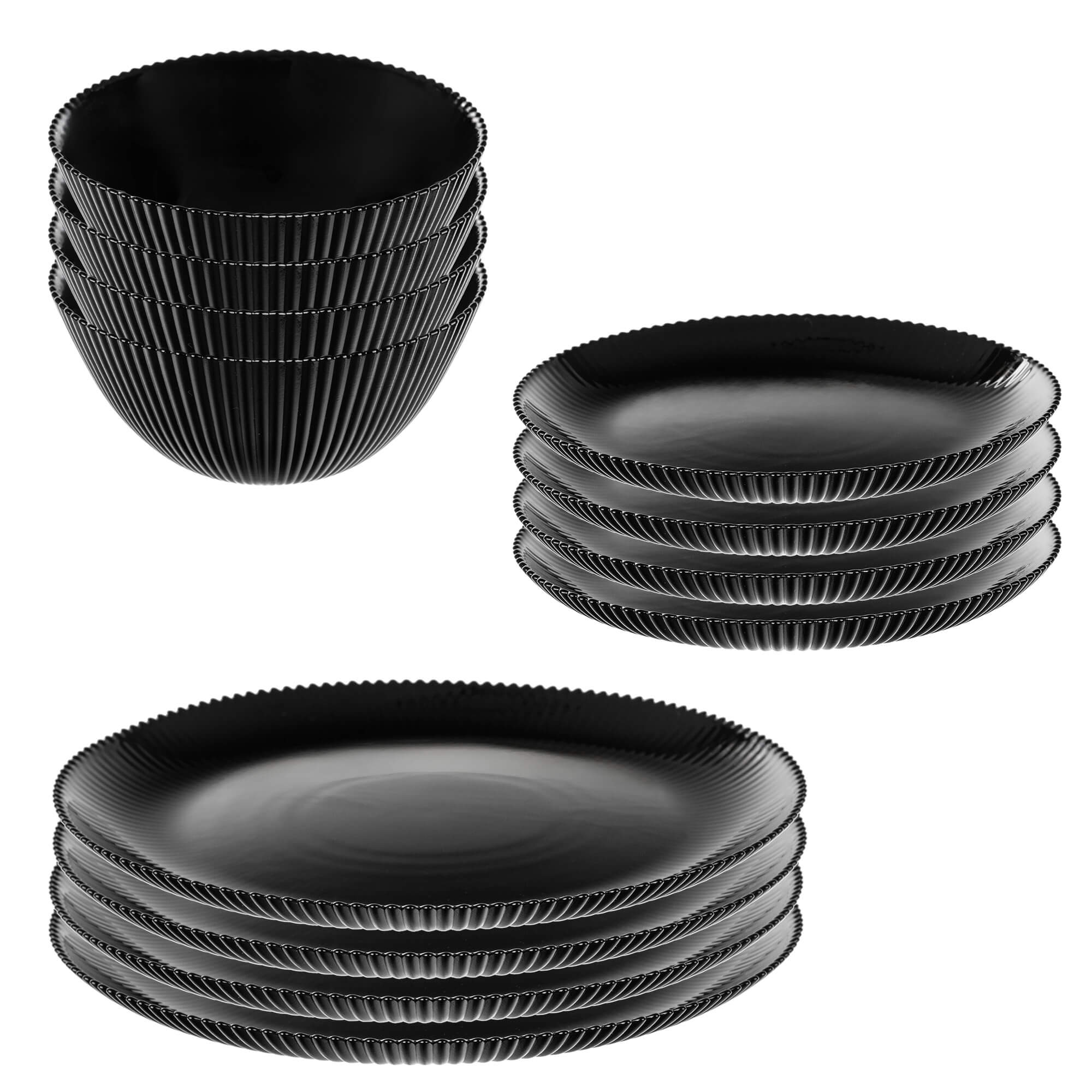 Zestaw obiadowy Regno czarny 4 komplety