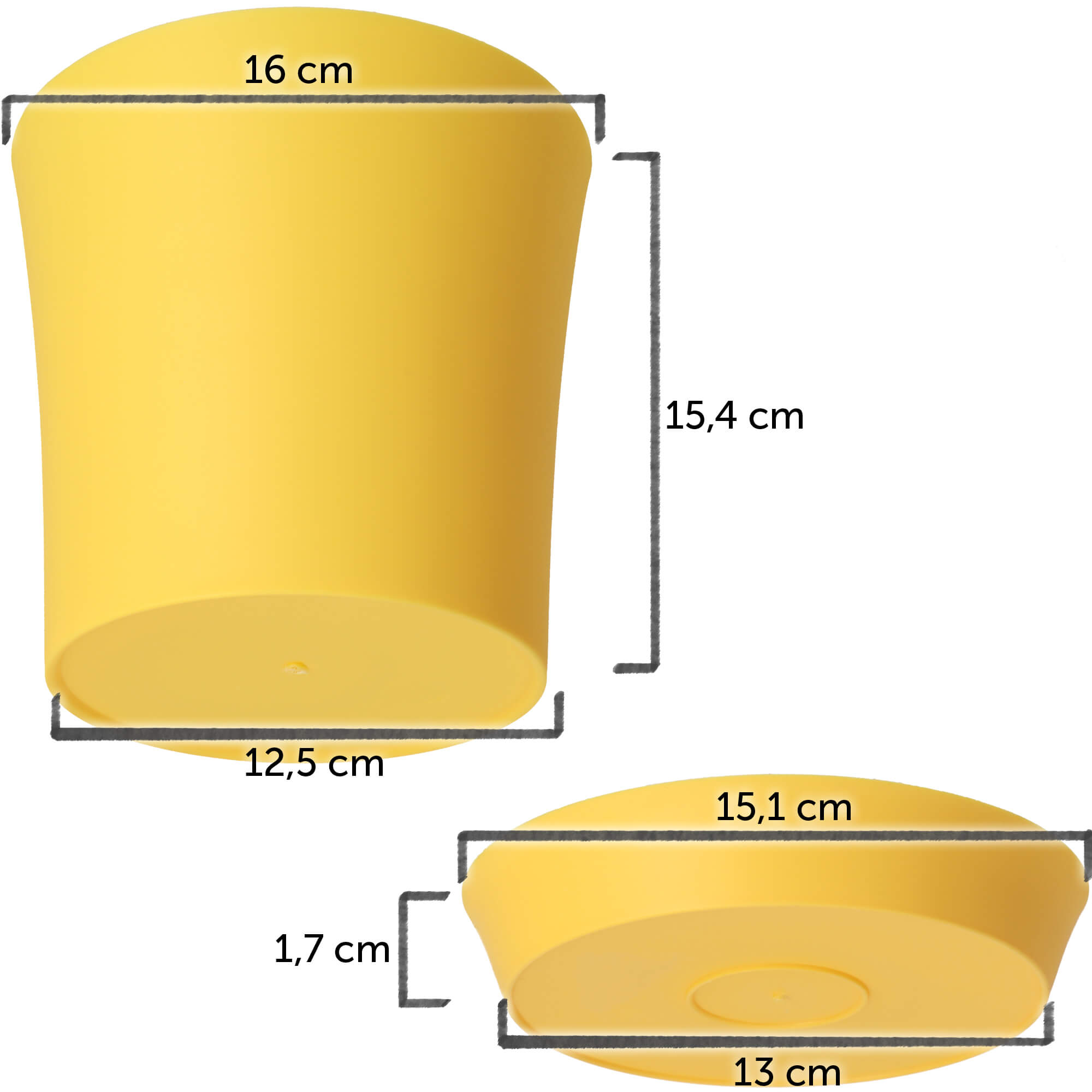 Doniczka na kwiaty Ersa 16 cm, żółta