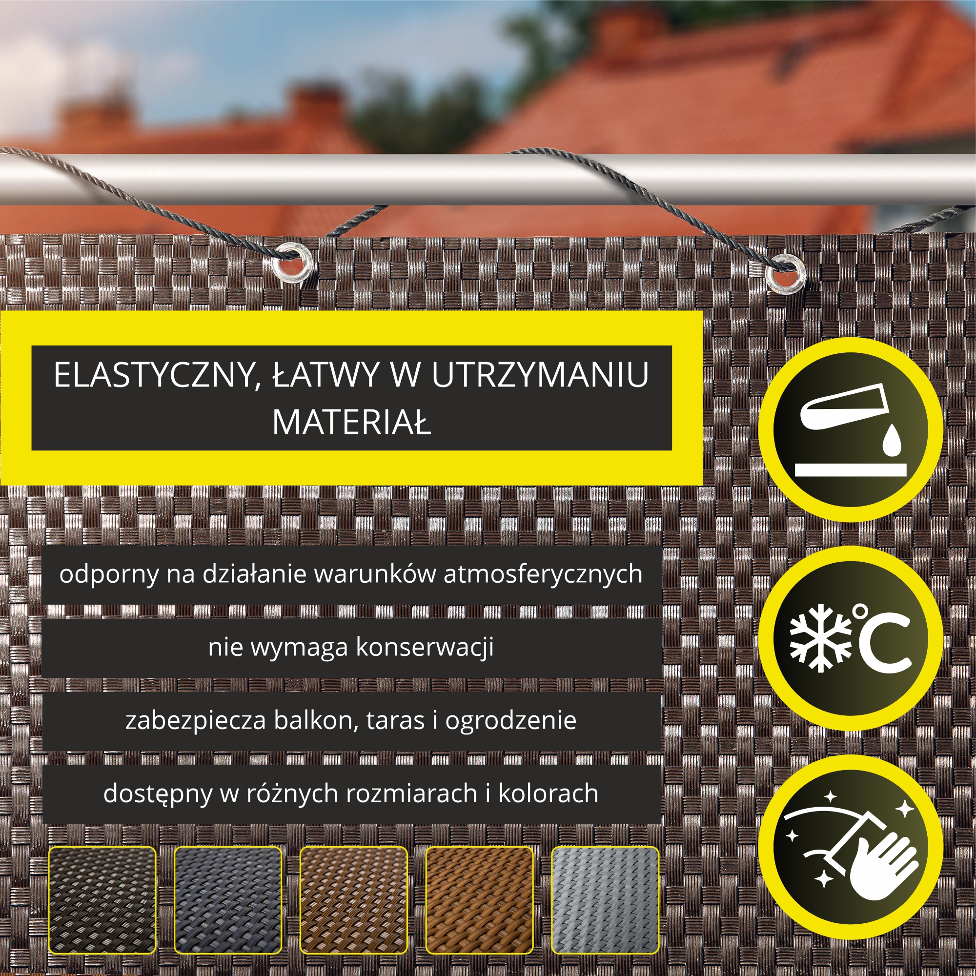 Osłona balkonowa Skei 100 x 500 cm, ciemny brąz