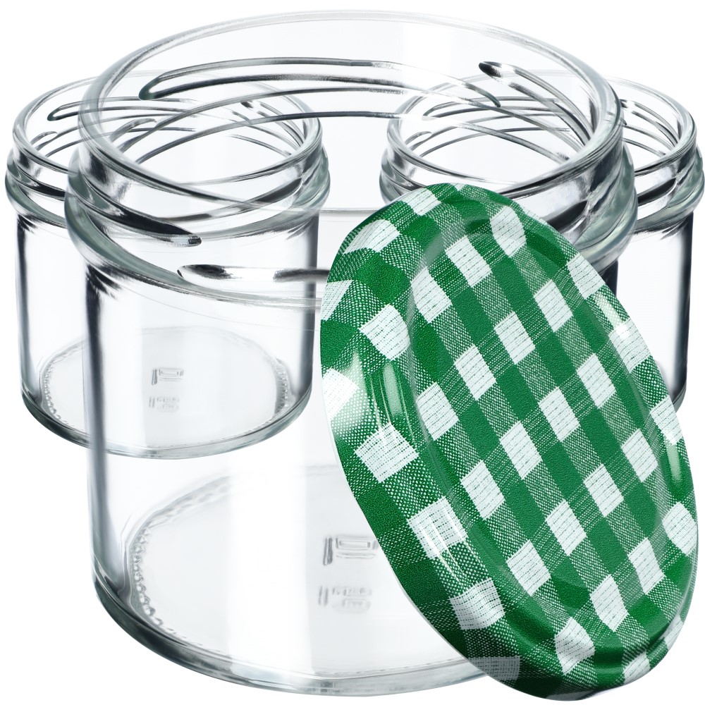 Słoiki Vigo 140ml 100szt 66mm + wieczko "Zielona krata"