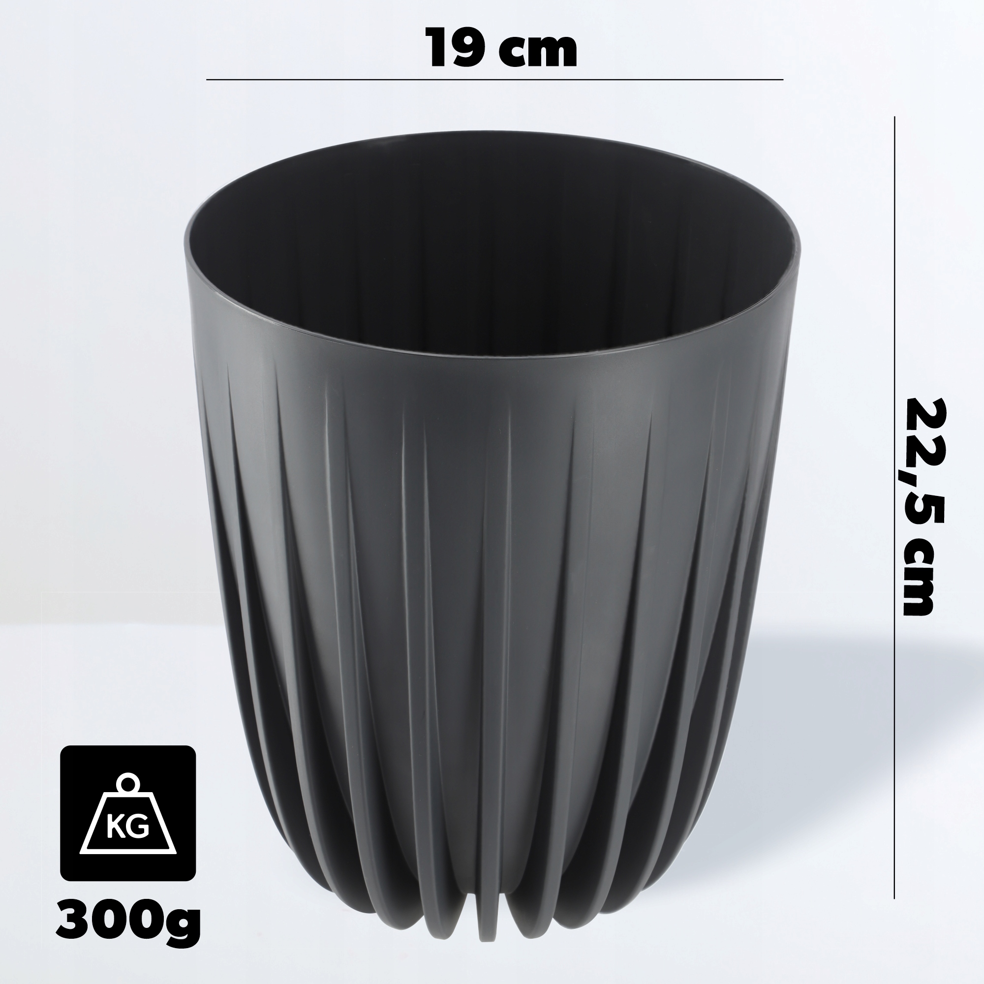 Eko doniczka z wkładem Costa 19 cm, antracyt