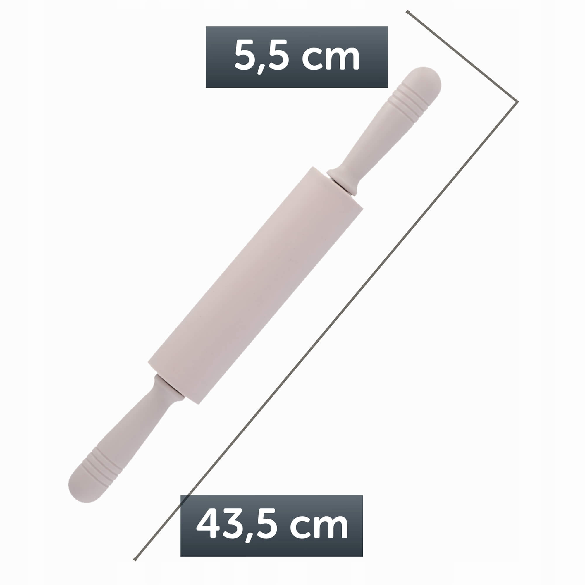 Stolnica silikonowa 60 x 40 cm + wałek do ciasta 44 x 5 cm, różowy