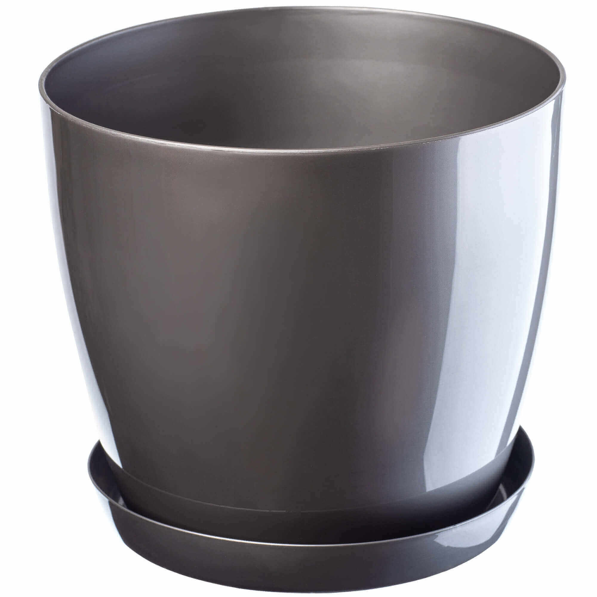 Doniczka na kwiaty z podstawką 12 cm, srebrna