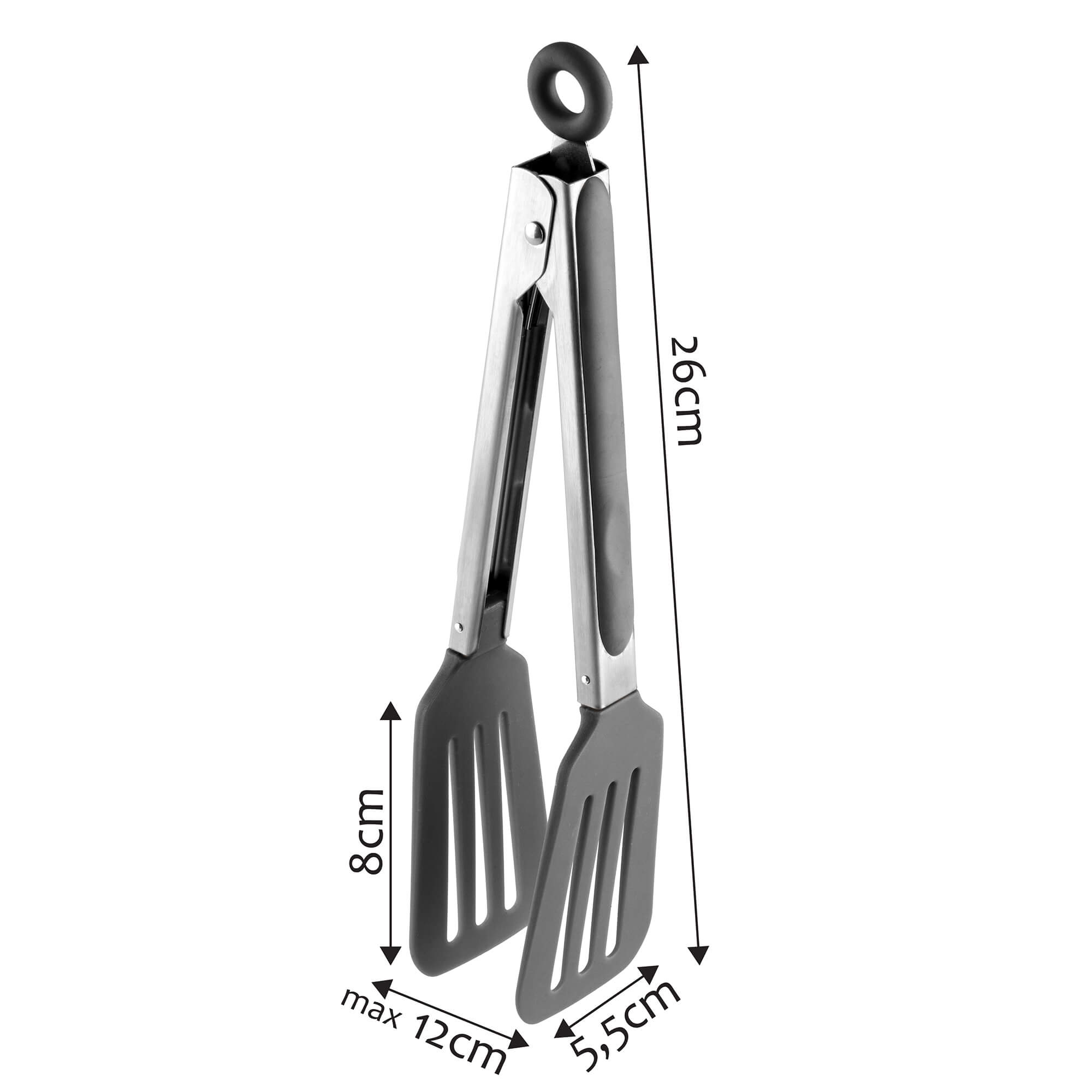 Szczypce kuchenne do potraw Trepuzzi 26 cm, czarne