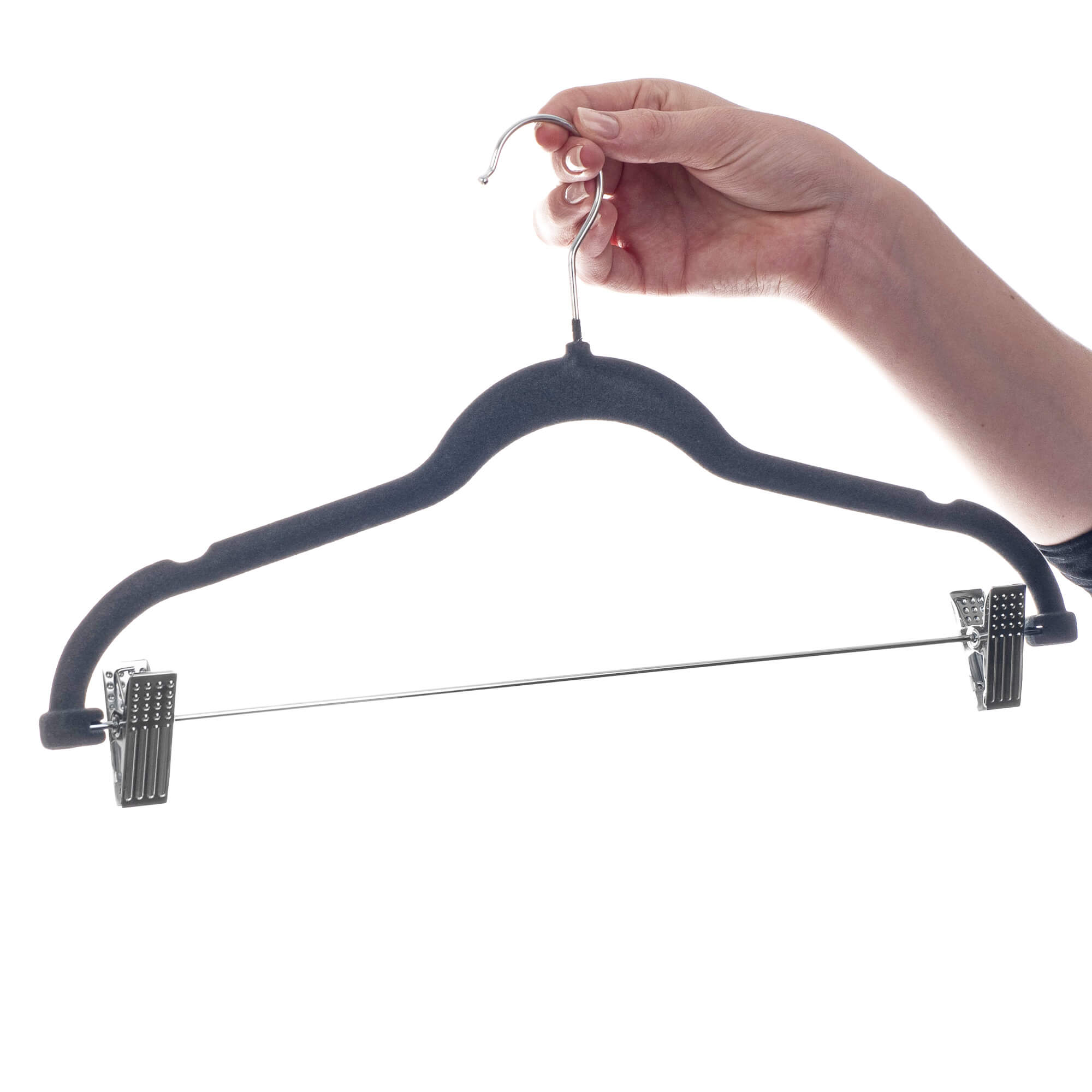 Wieszak flokowany z klipsami na ubrania Aube ciemny szary 3 szt.