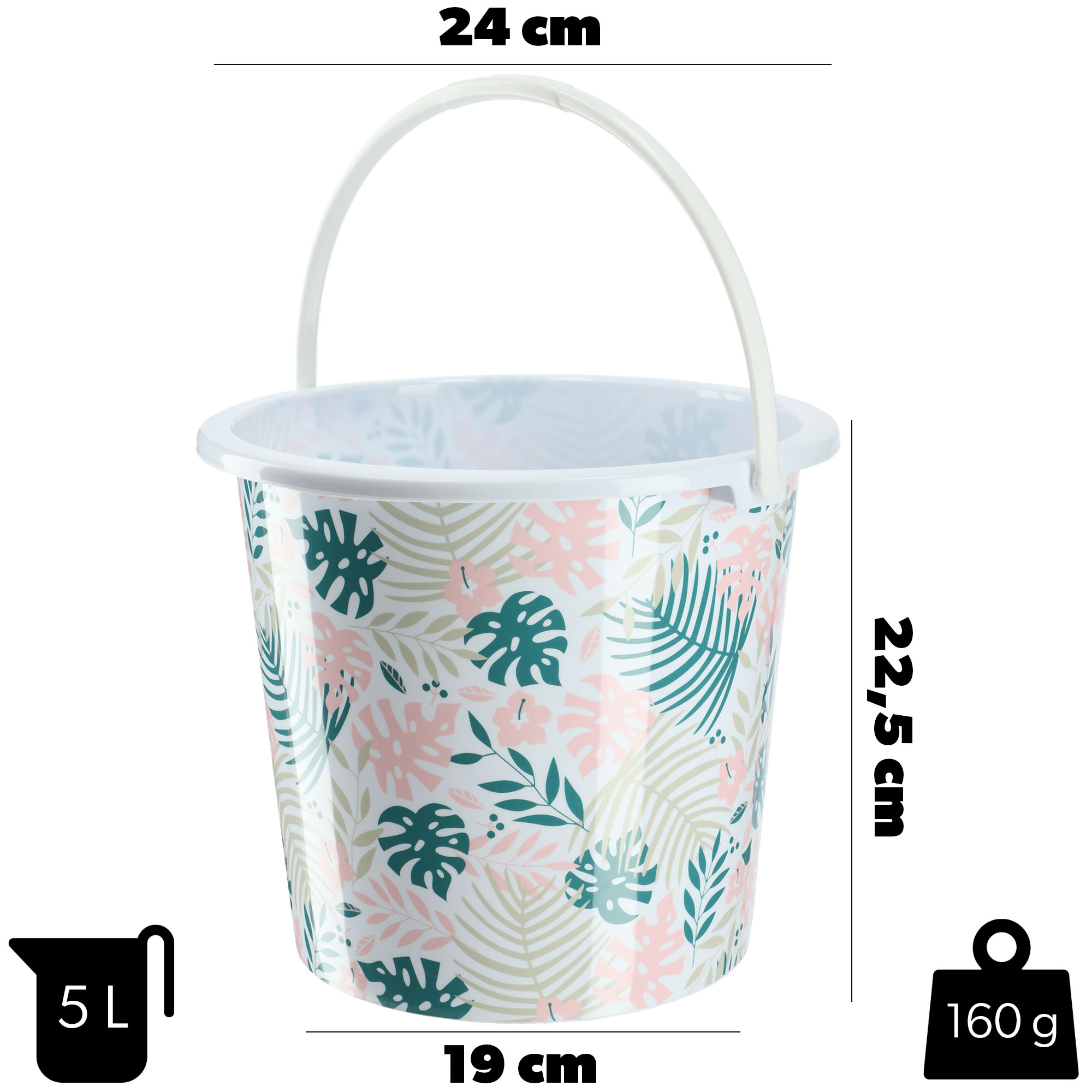 Wiadro plastikowe Ars 5L liście