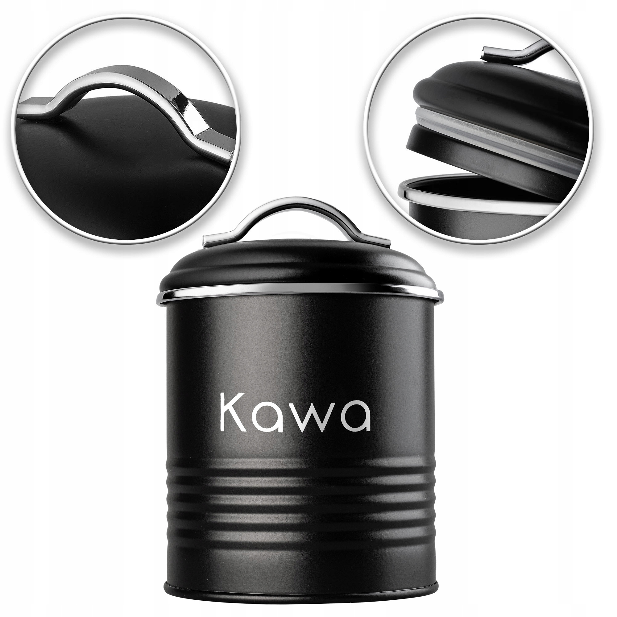 Zestaw pojemników Tufo na chleb, kawę, herbatę i cukier, czarny