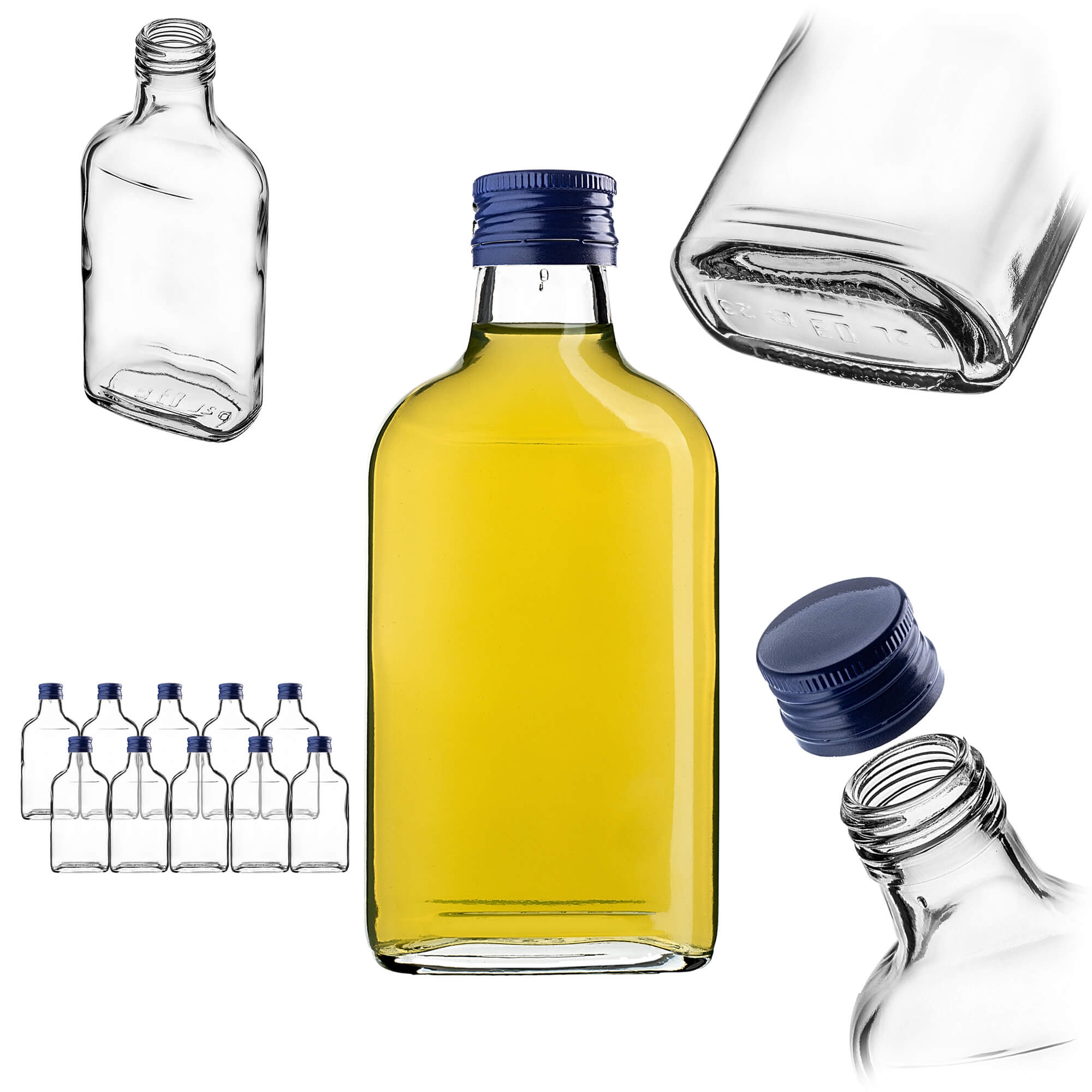 Butelka piersiówka Viane 200ml z granatową zakrętką 10 szt.