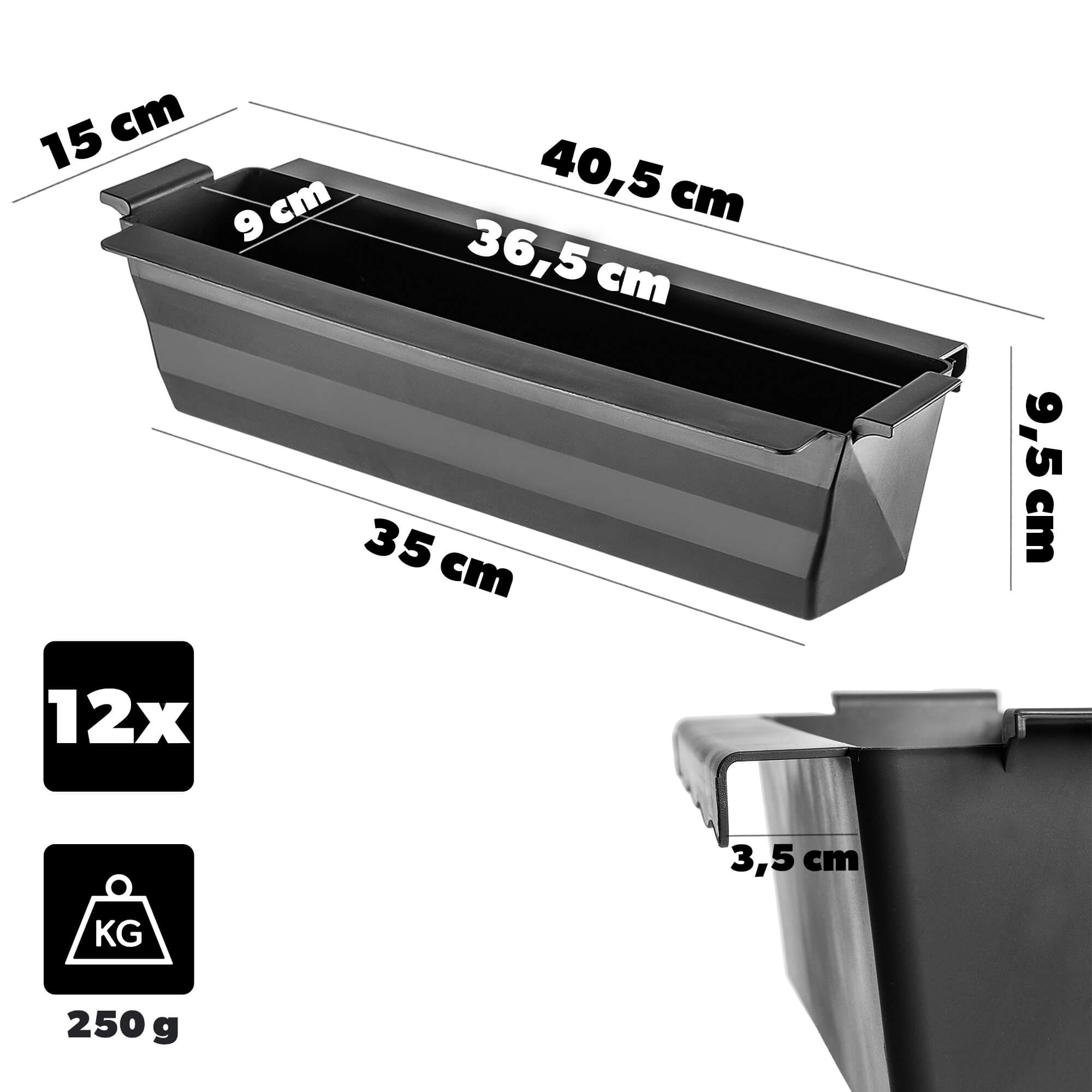 Doniczka do europalet Veere 40.5 cm czarna 12 szt.