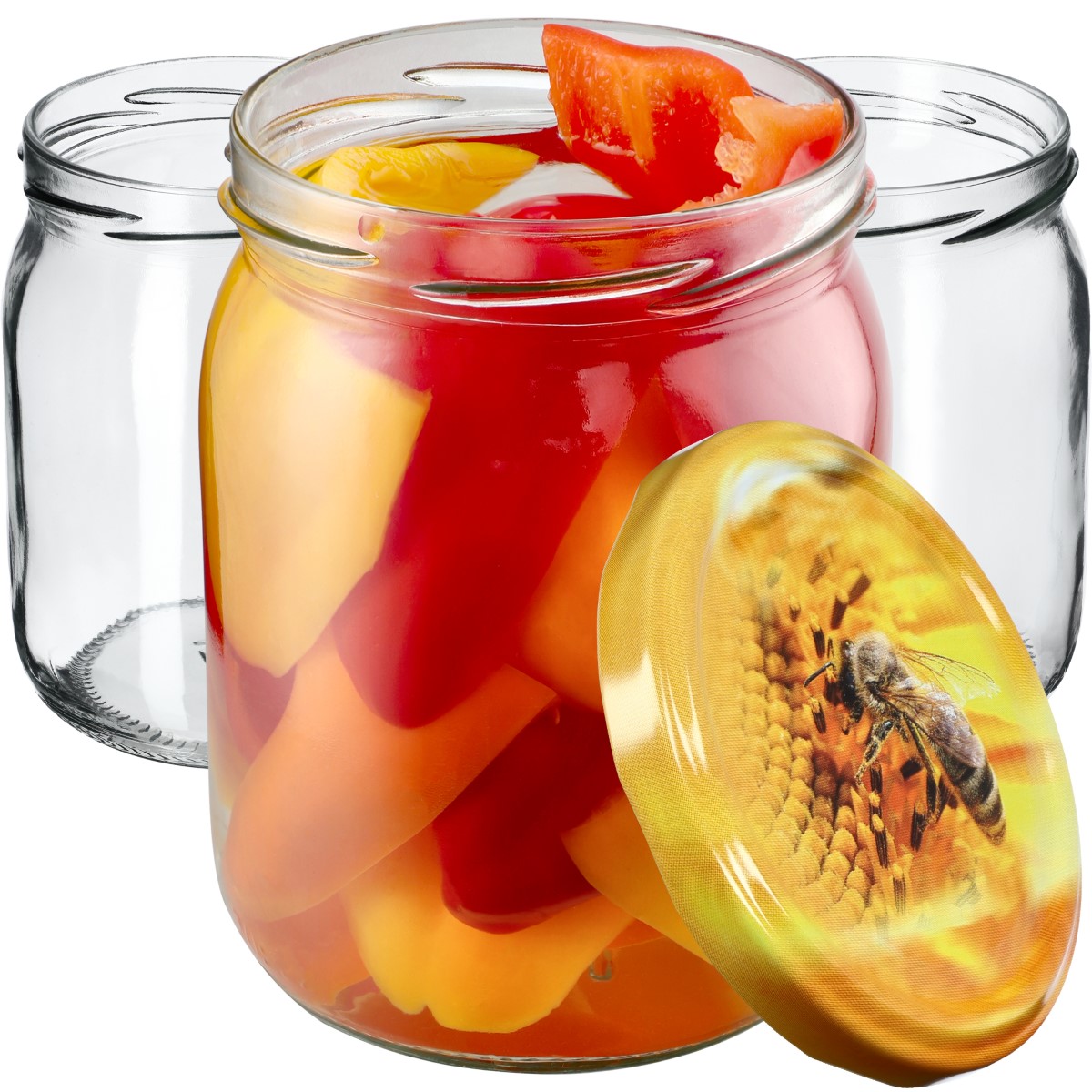 Słoiki Senna 540ml 16szt 82mm + wieczka "Pszczoła"