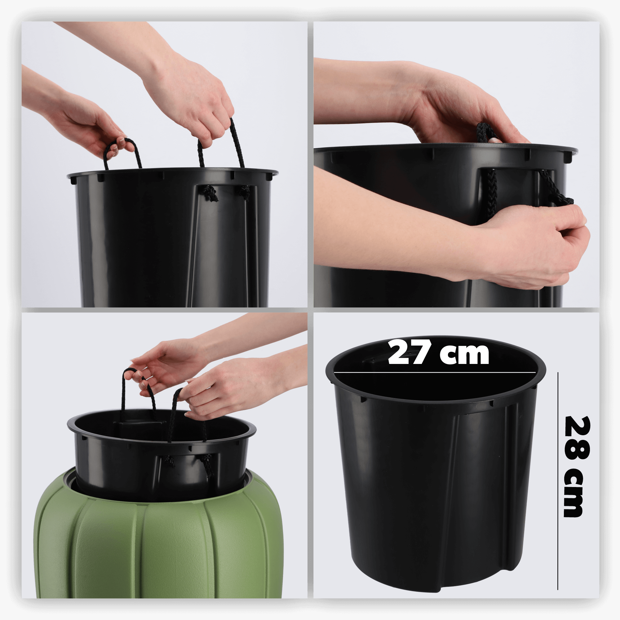 Donica na kwiaty z wkładem Pale 62 cm, zieleń