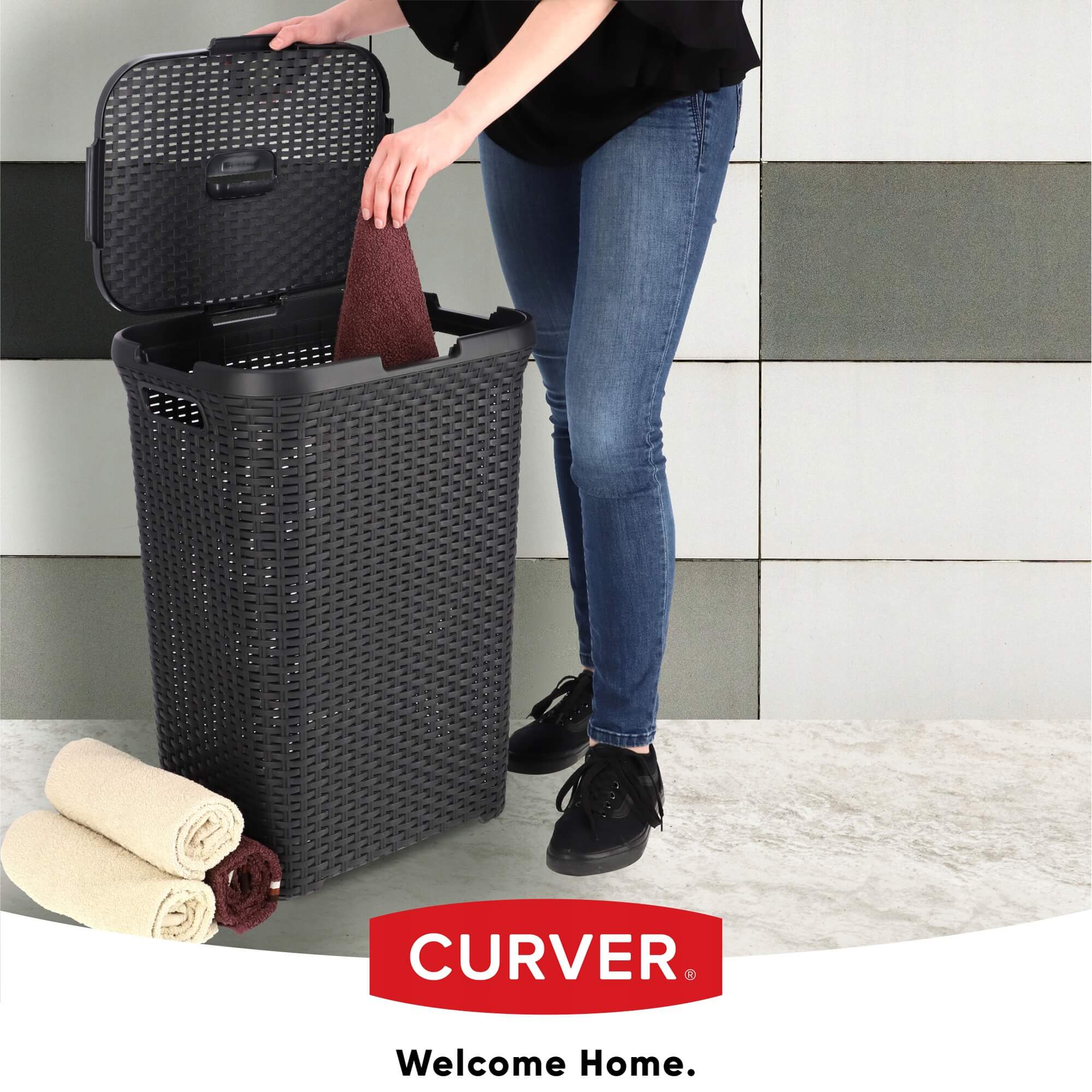 Kosze z pokrywą Curver Natural Style 60L mix kolorów, 2szt.