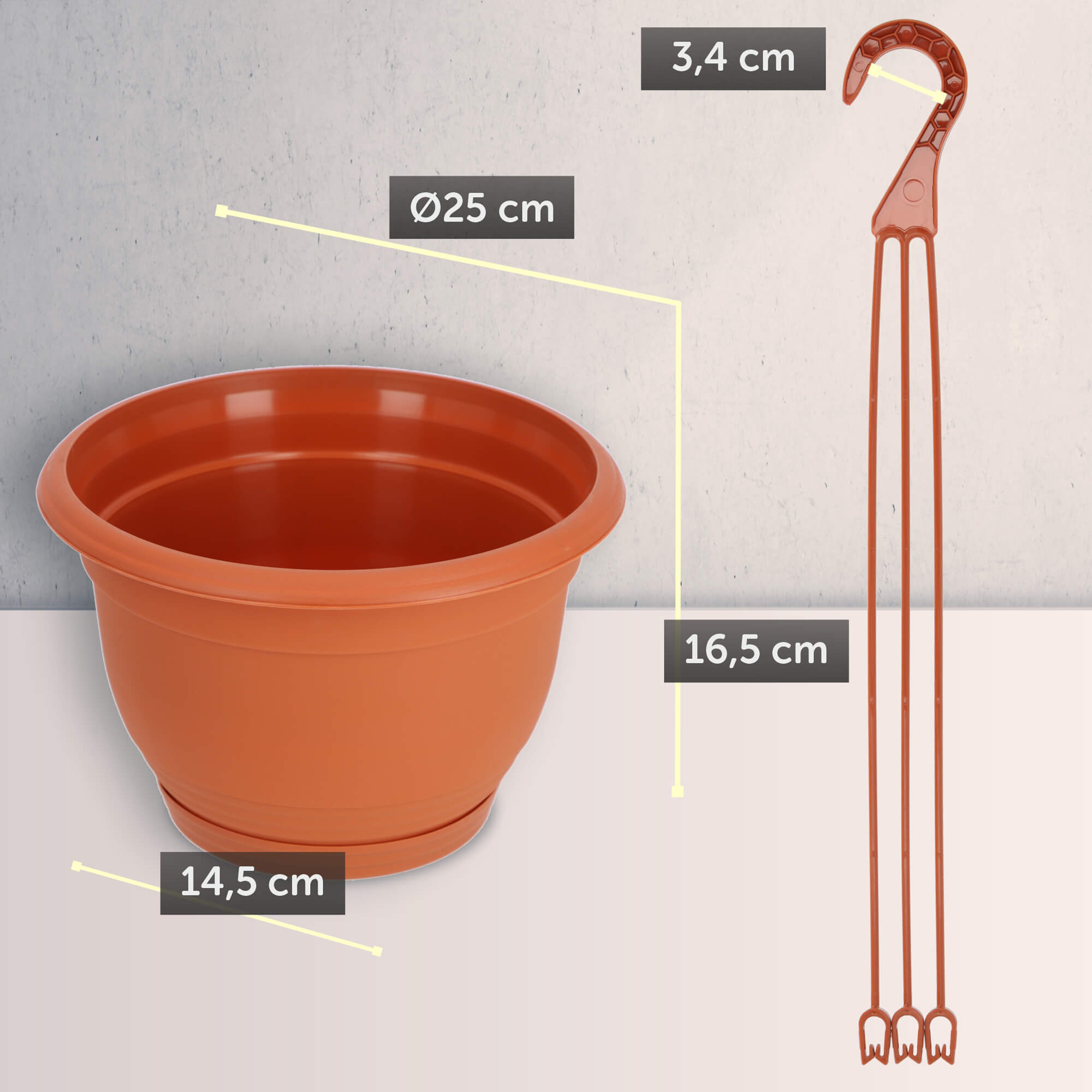 Doniczka wisząca Bilia 25 cm, terrakota