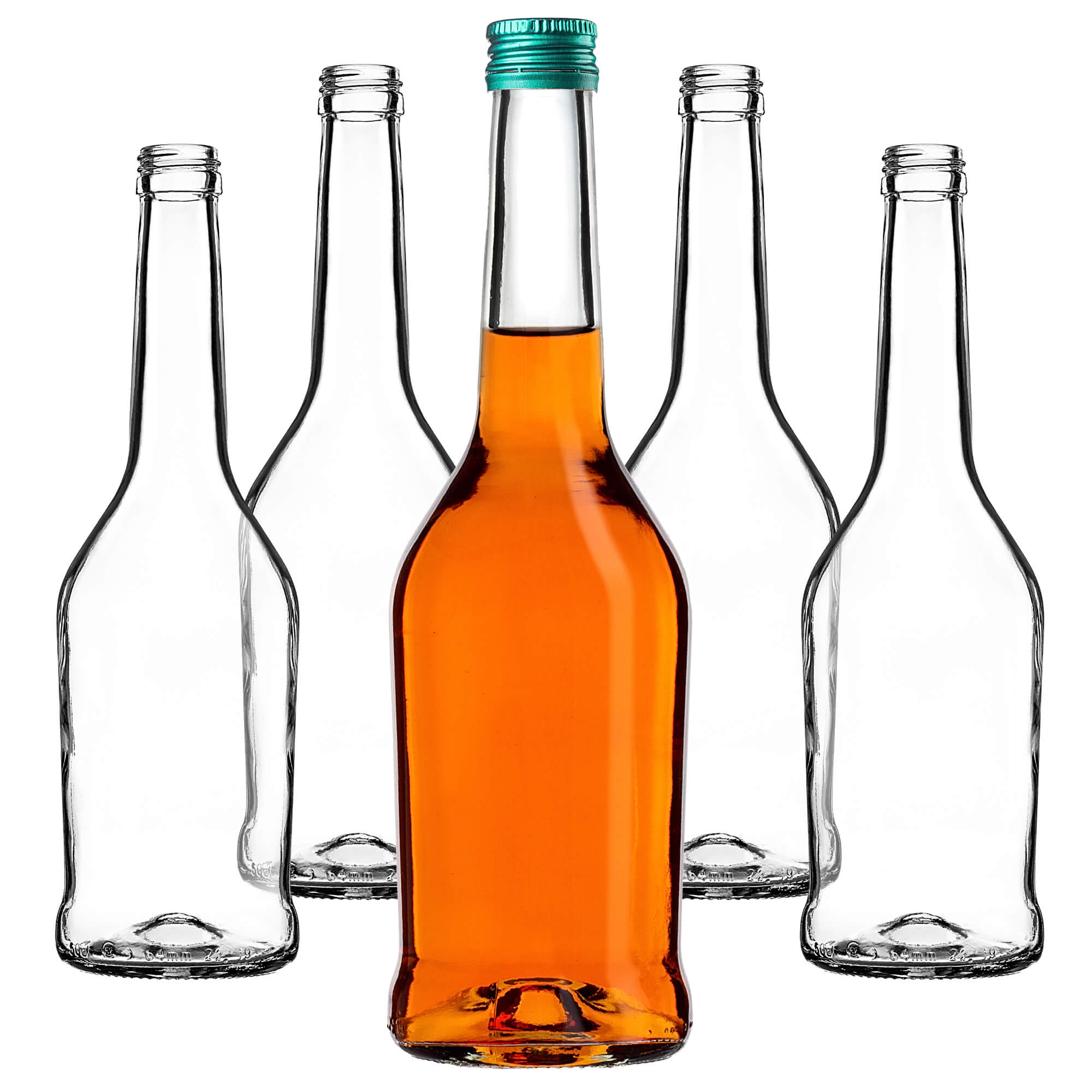 Szklana butelka na nalewkę Loiret 500ml z zieloną zakrętką 5 szt.