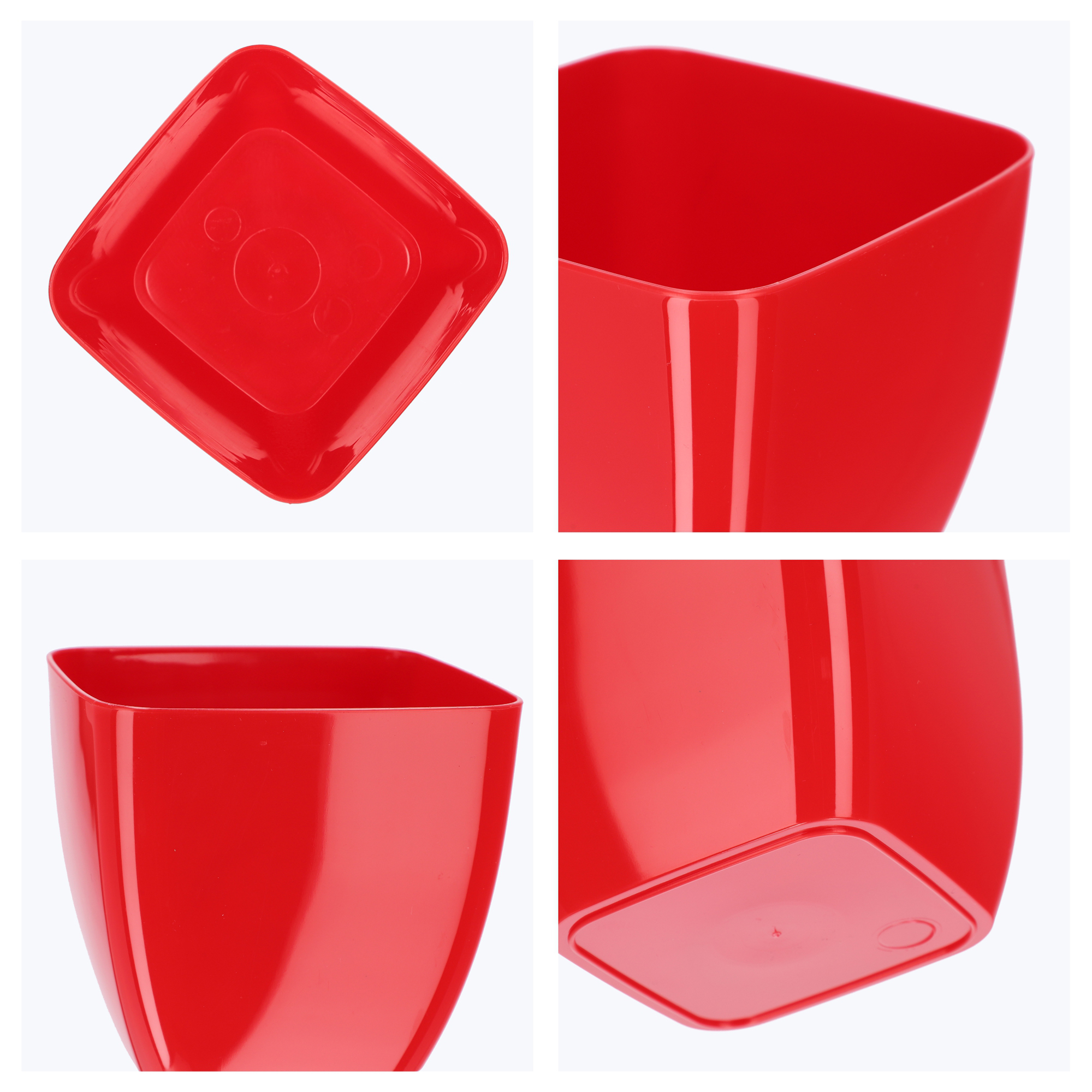 Doniczka kwadratowa Borgo 8 cm, czerwona