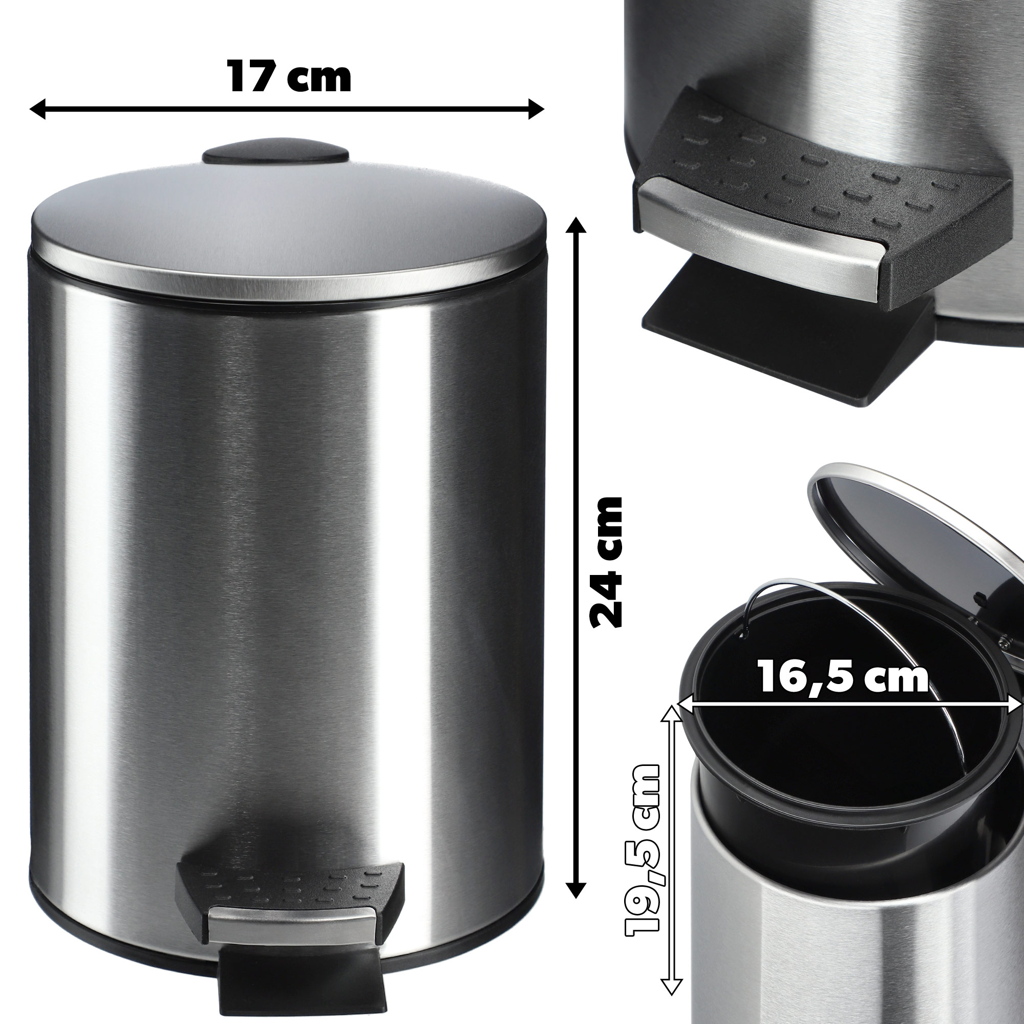 Kosz łazienkowy Linter stalowy, 3L