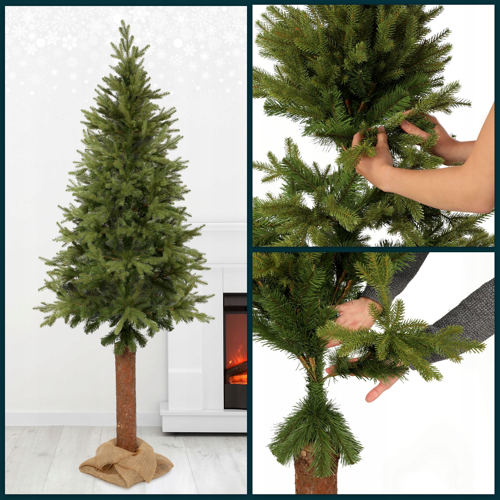 Choinka na pniu 220 cm Pinet sztuczna świerk