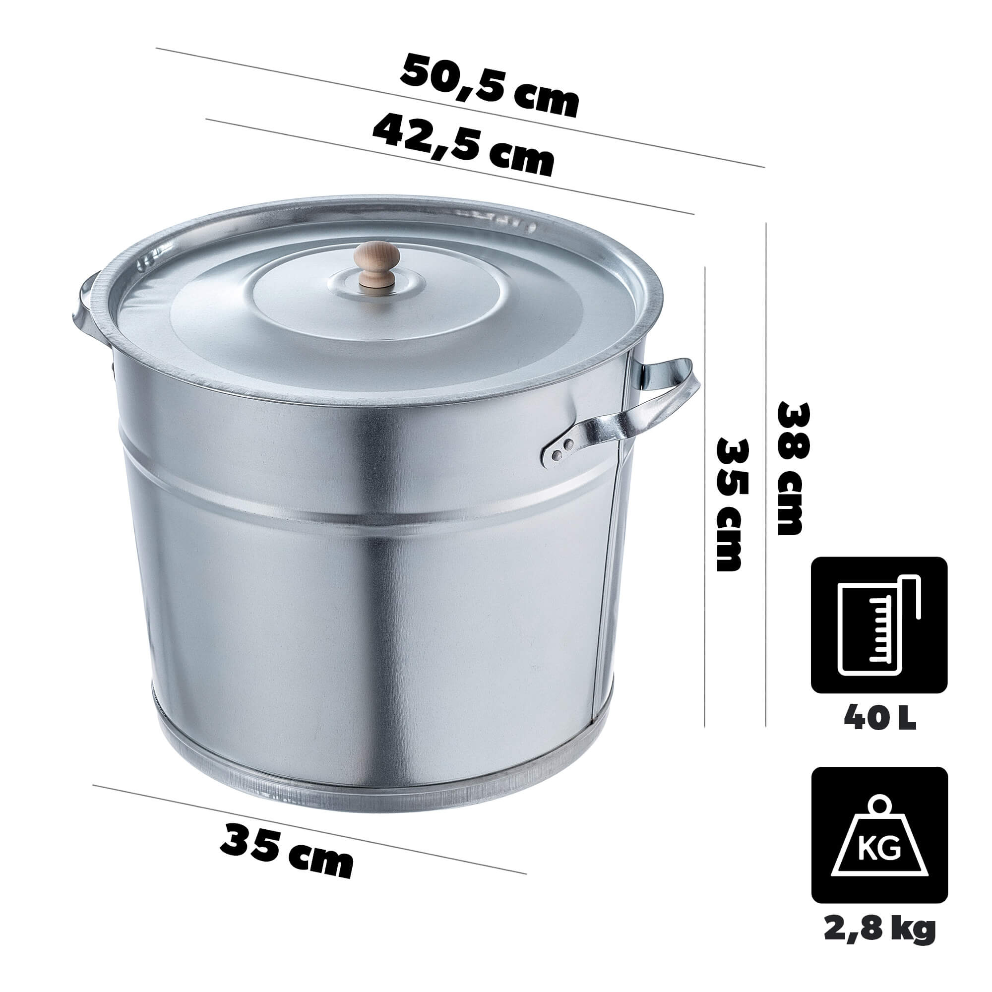 Garnek stalowy do pasteryzacji Morro 40L