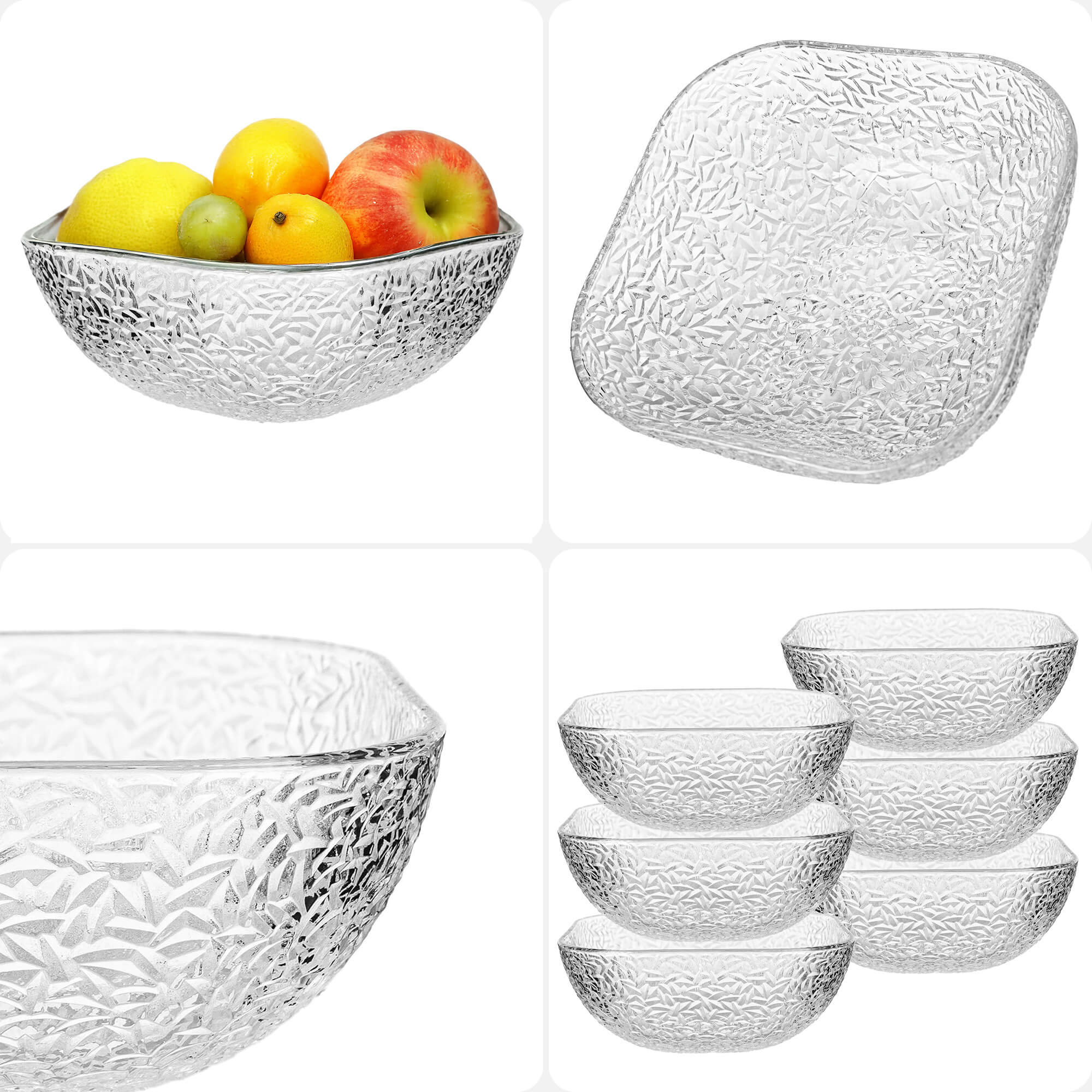 Salaterka szklana Venosa 20 cm wzór lód 6 szt.