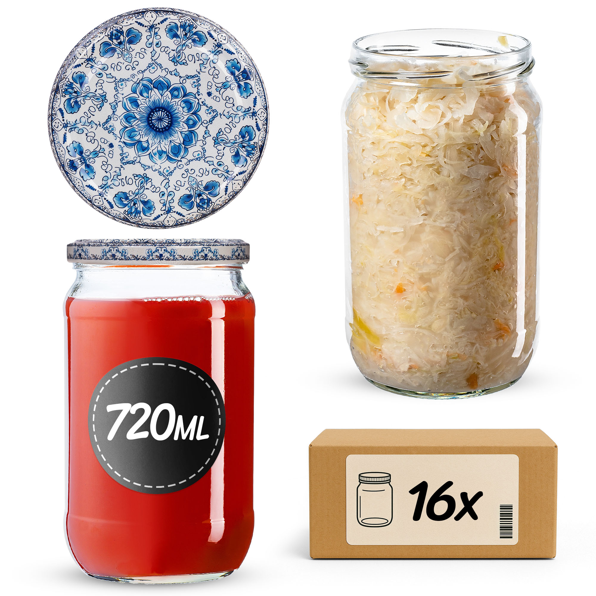 Słoiki na przetwory Niva 720ml fi82mm 16szt + wieczko Ceramics 2
