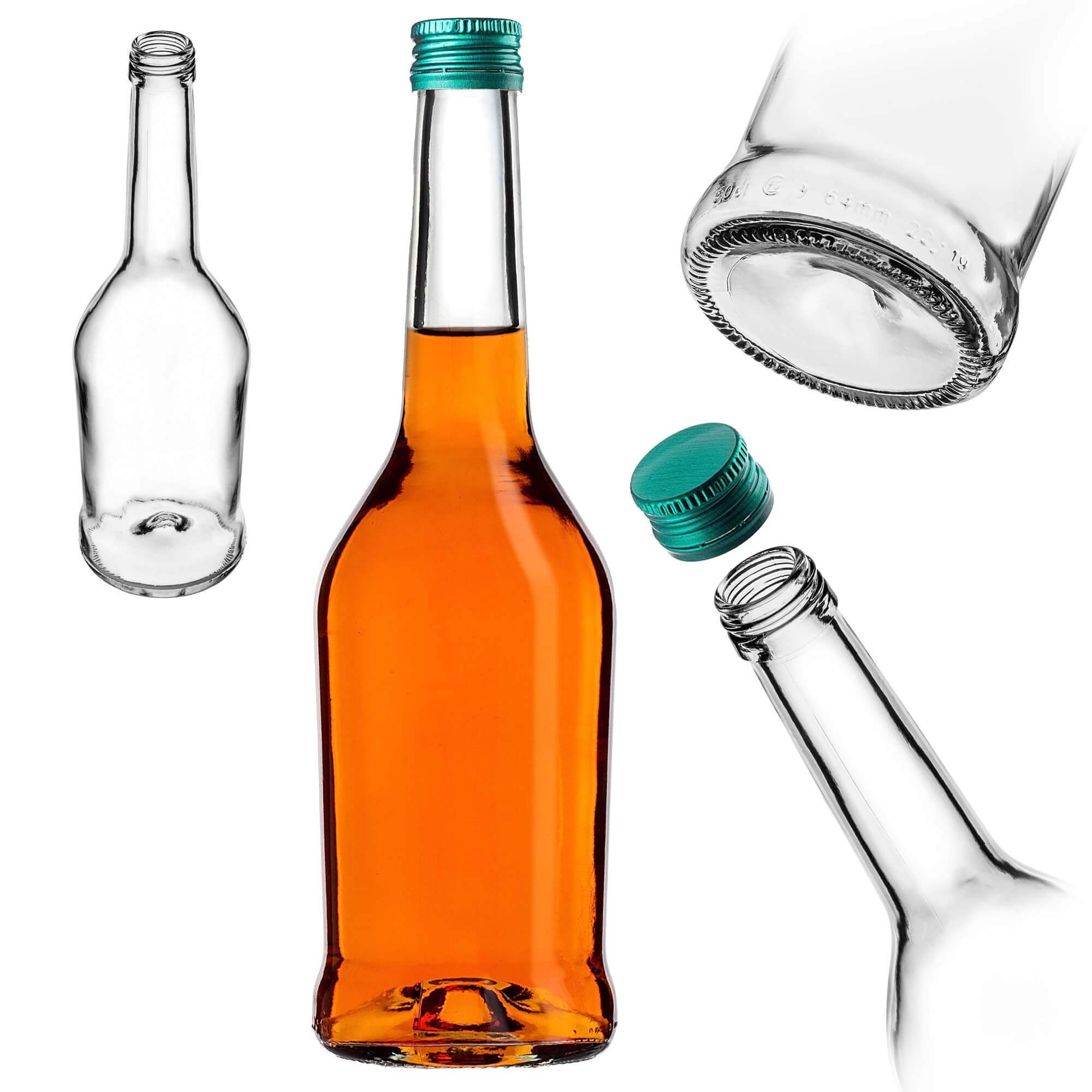 Szklana butelka na nalewkę Loiret 500ml z zieloną zakrętką 1 szt.