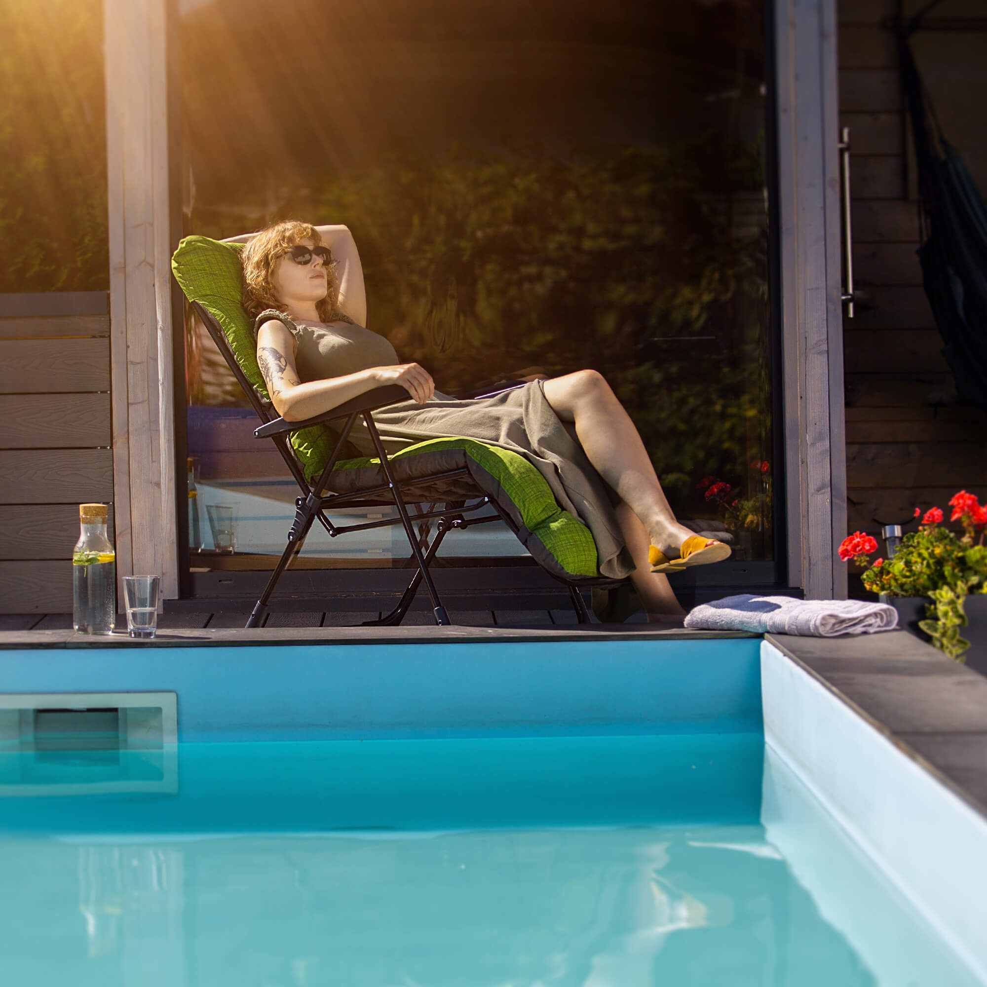 Leżak ogrodowy Soller Plus 150 x 68 cm zielony