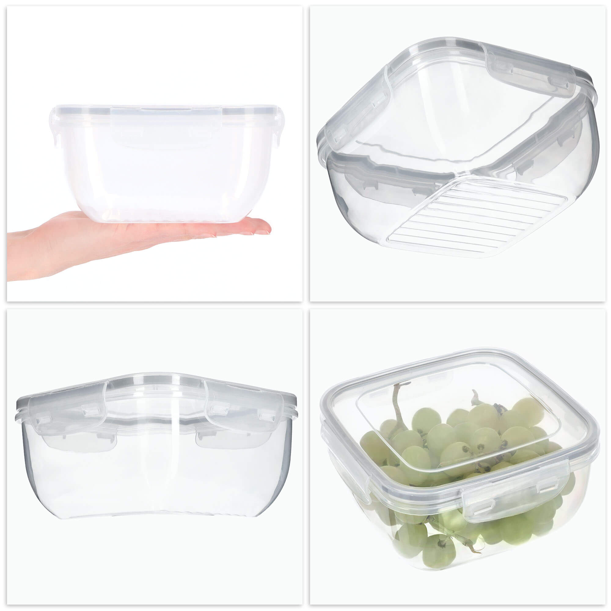 Pojemnik na żywność z pokrywką kwadratowy 1.5L