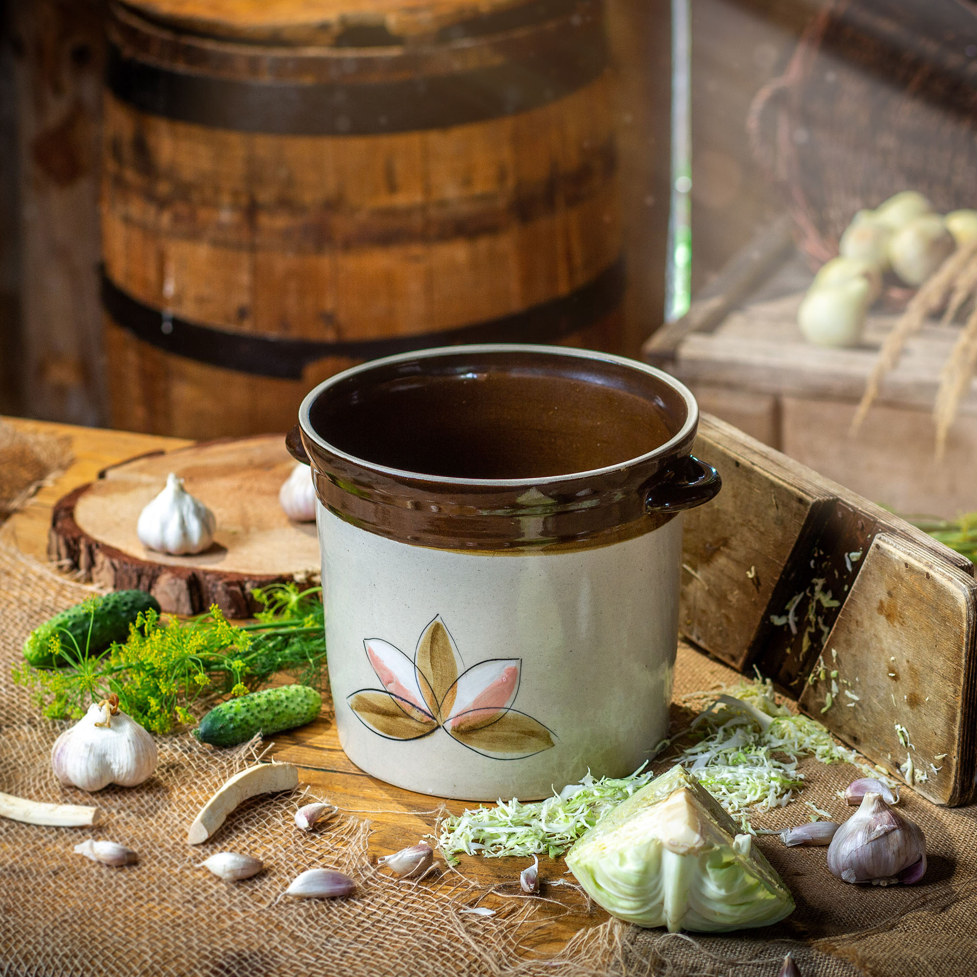 Garnek kamionkowy Athena 7.5L, wysoki malowany