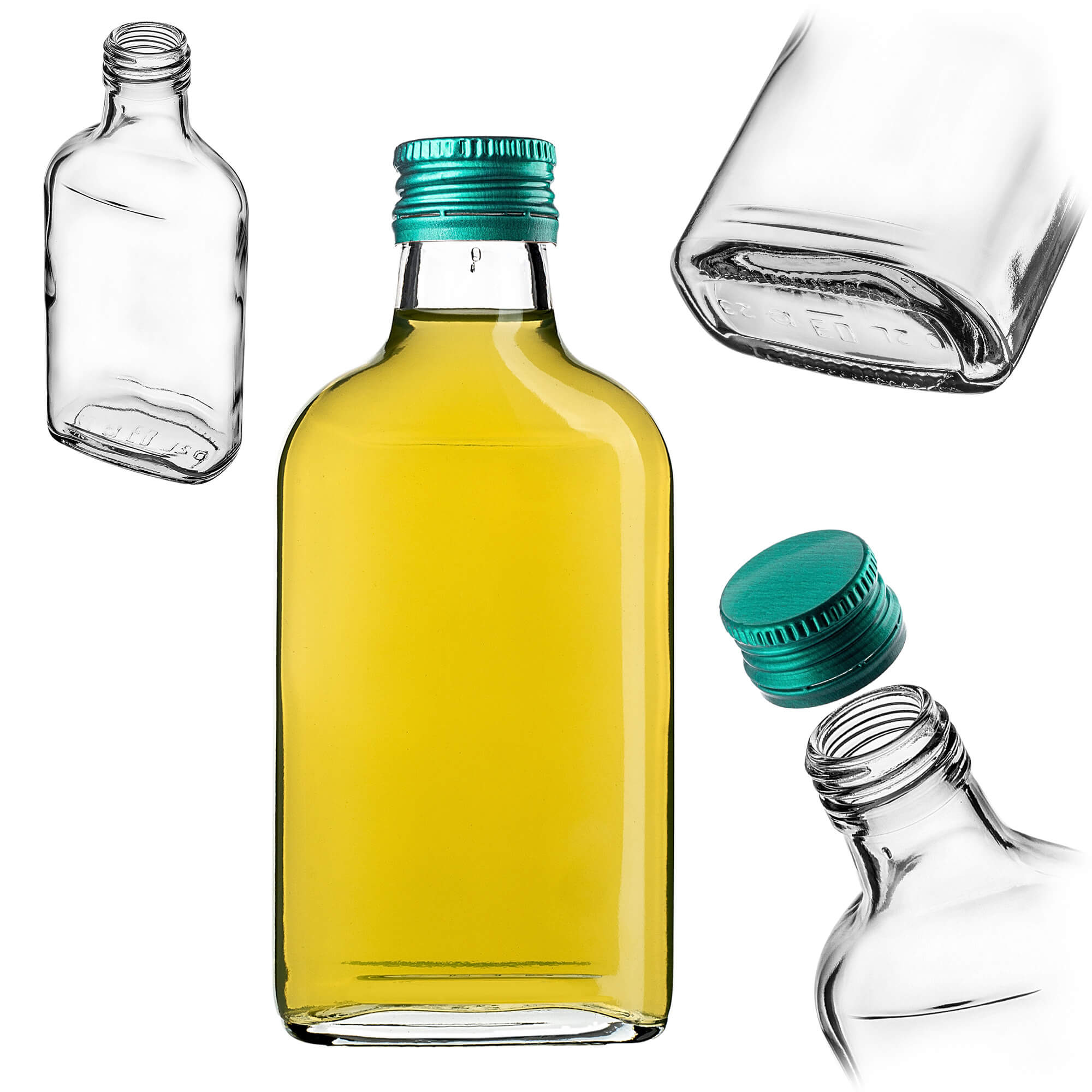 Butelka piersiówka Viane 200ml z zieloną zakrętką 1 szt.