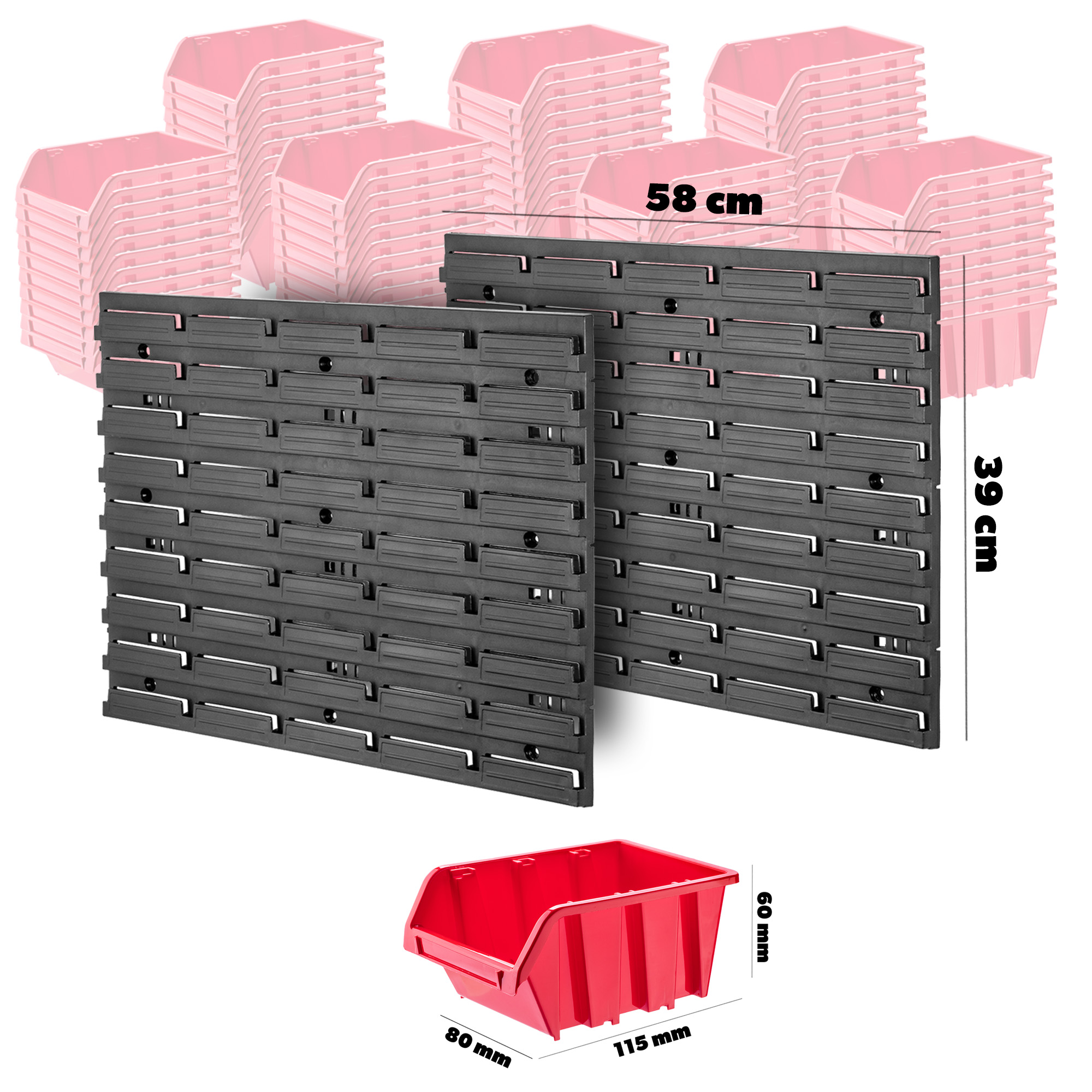 Tablica warsztatowa Lokke 70 elementów 116 x 39 cm, czerwona