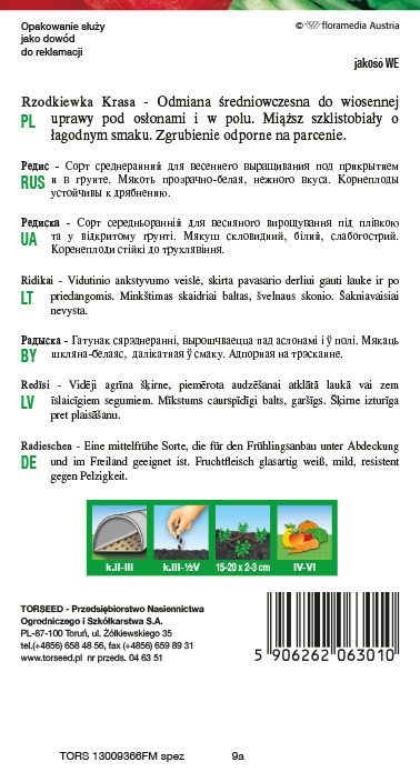 Rzodkiewka (do uprawy pod osłonami i w polu) Krasa 10g
