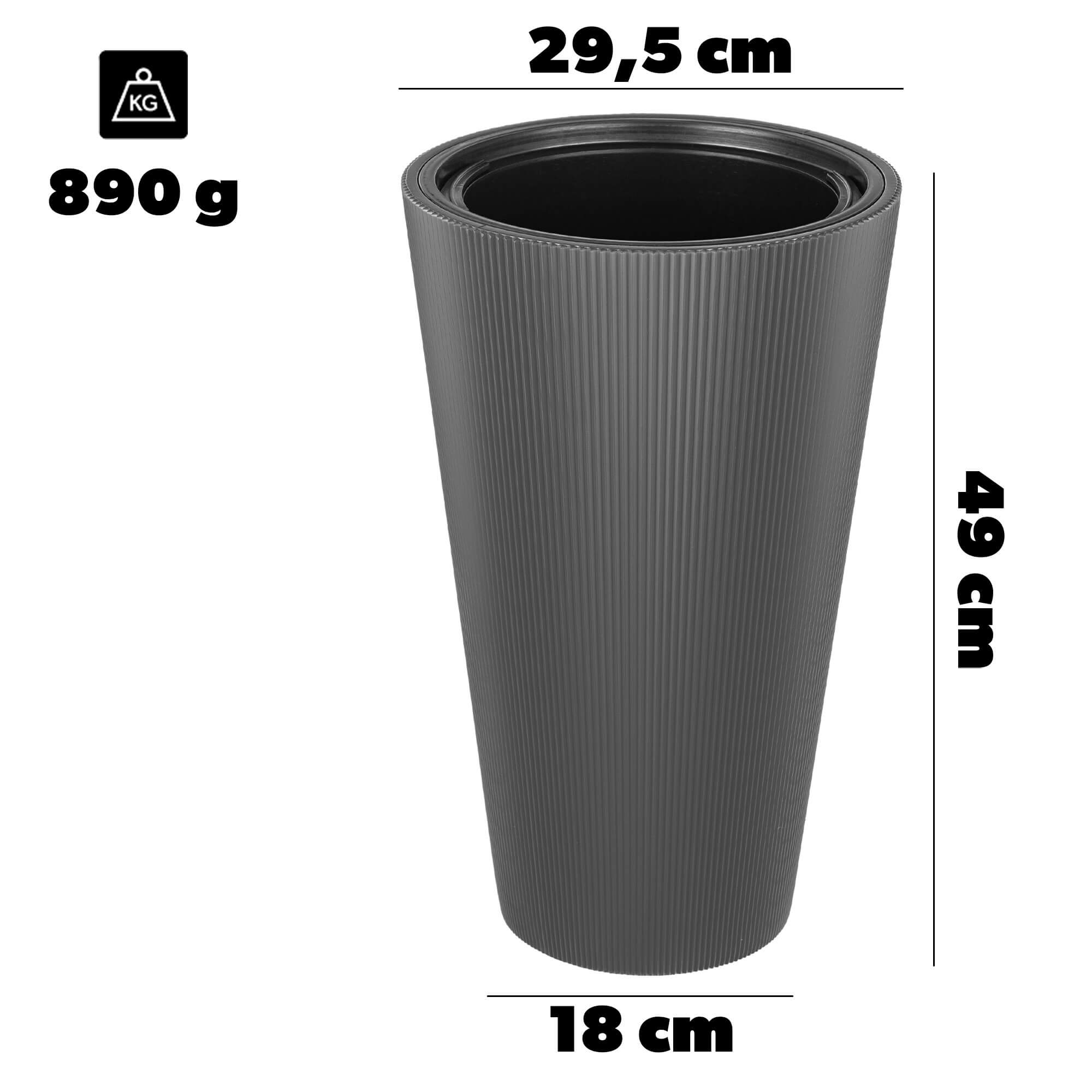 Doniczka Linea Slim 30 cm, antracyt, 1 szt.