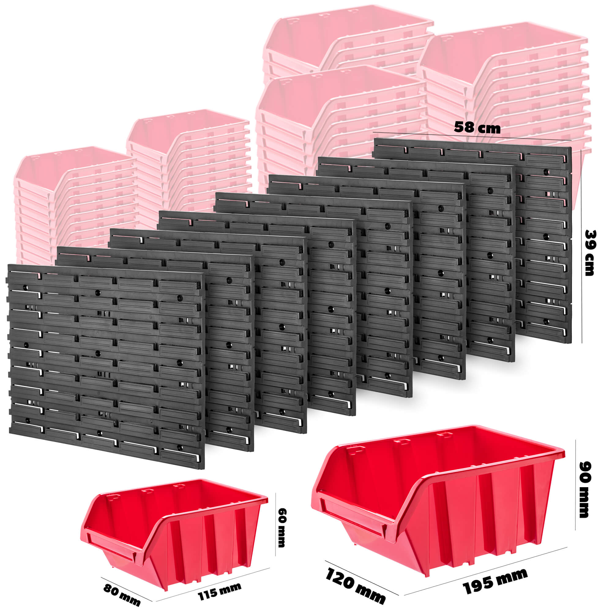 Tablica warsztatowa Lokke 174 elementy 232 x 78 cm, czerwona