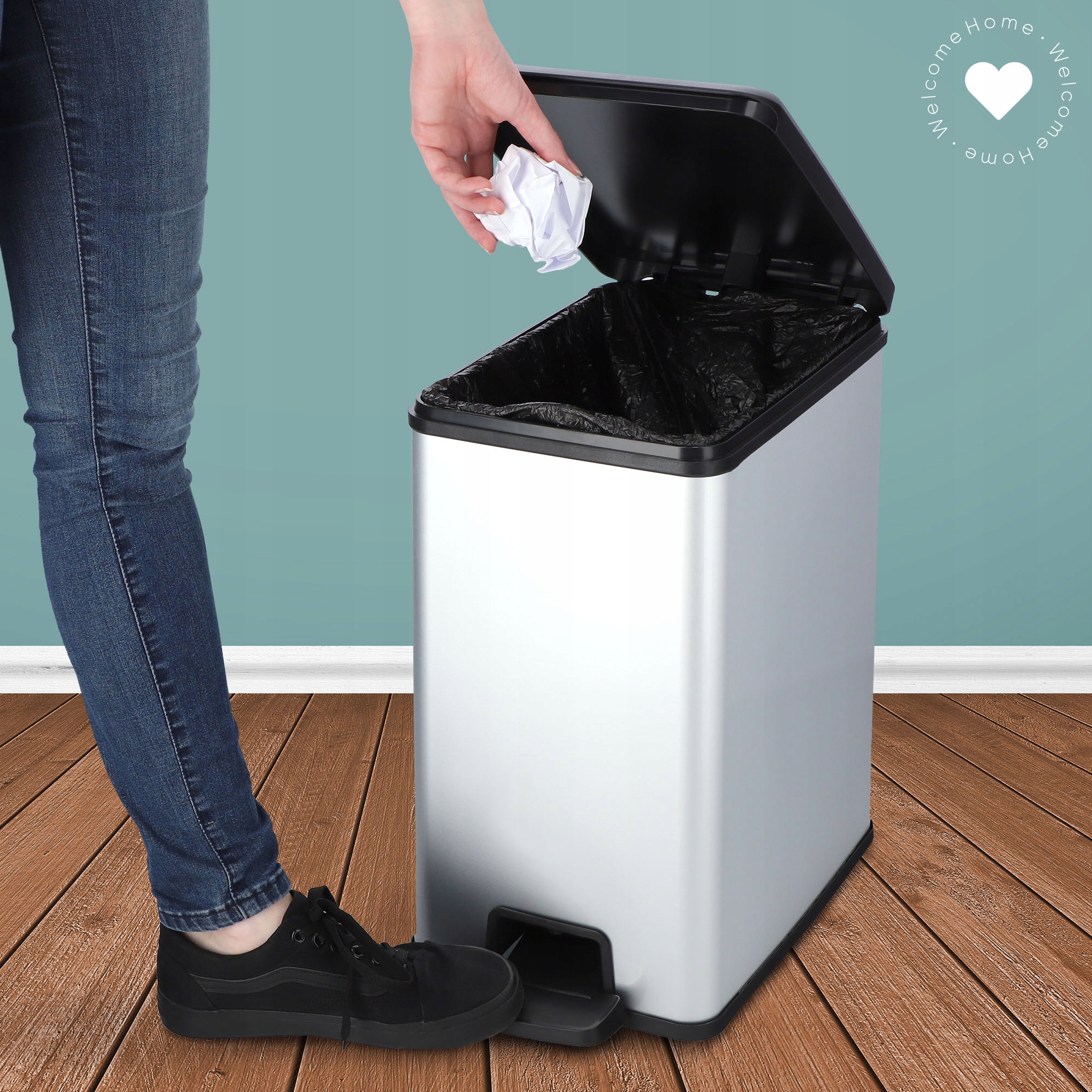 Kosz na śmieci Curver Slim Bin 25L, srebrny