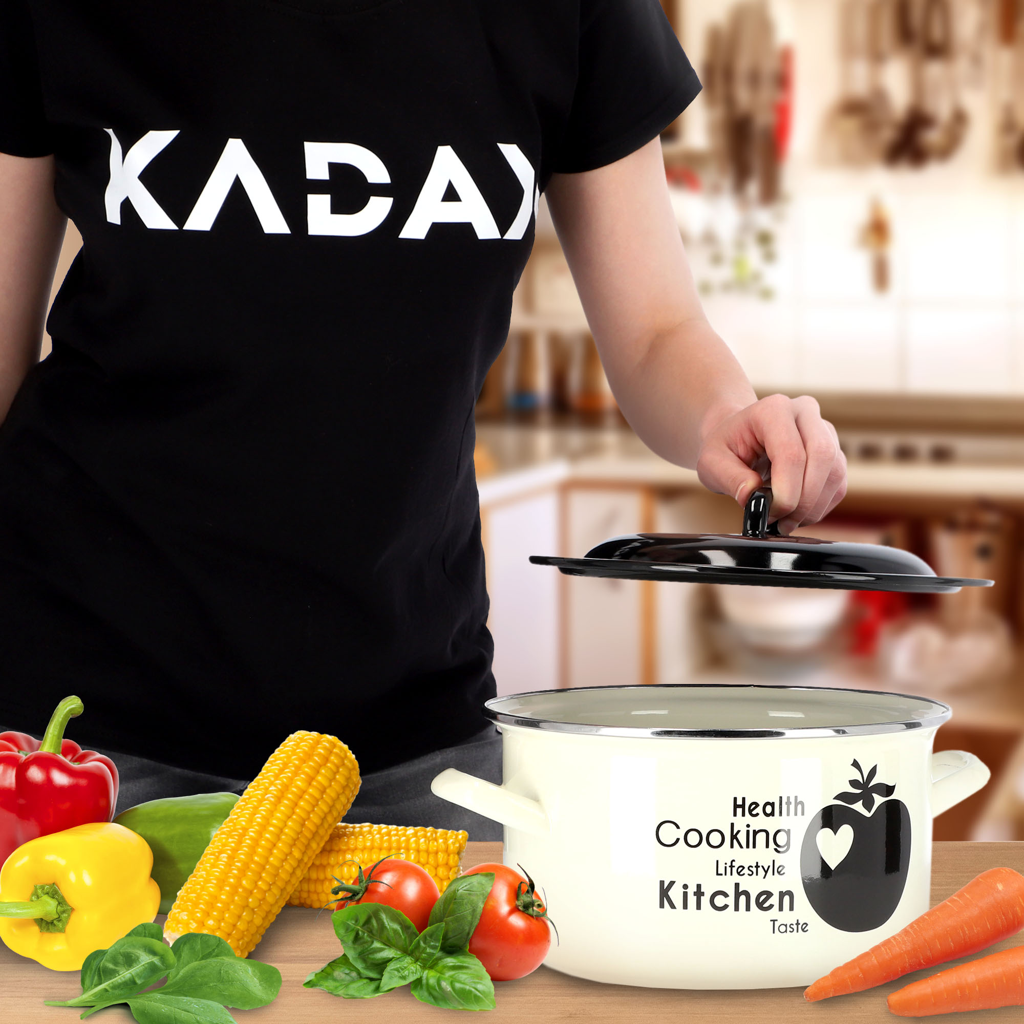 Pokrywa emaliowana do garnka 20 cm, czarna