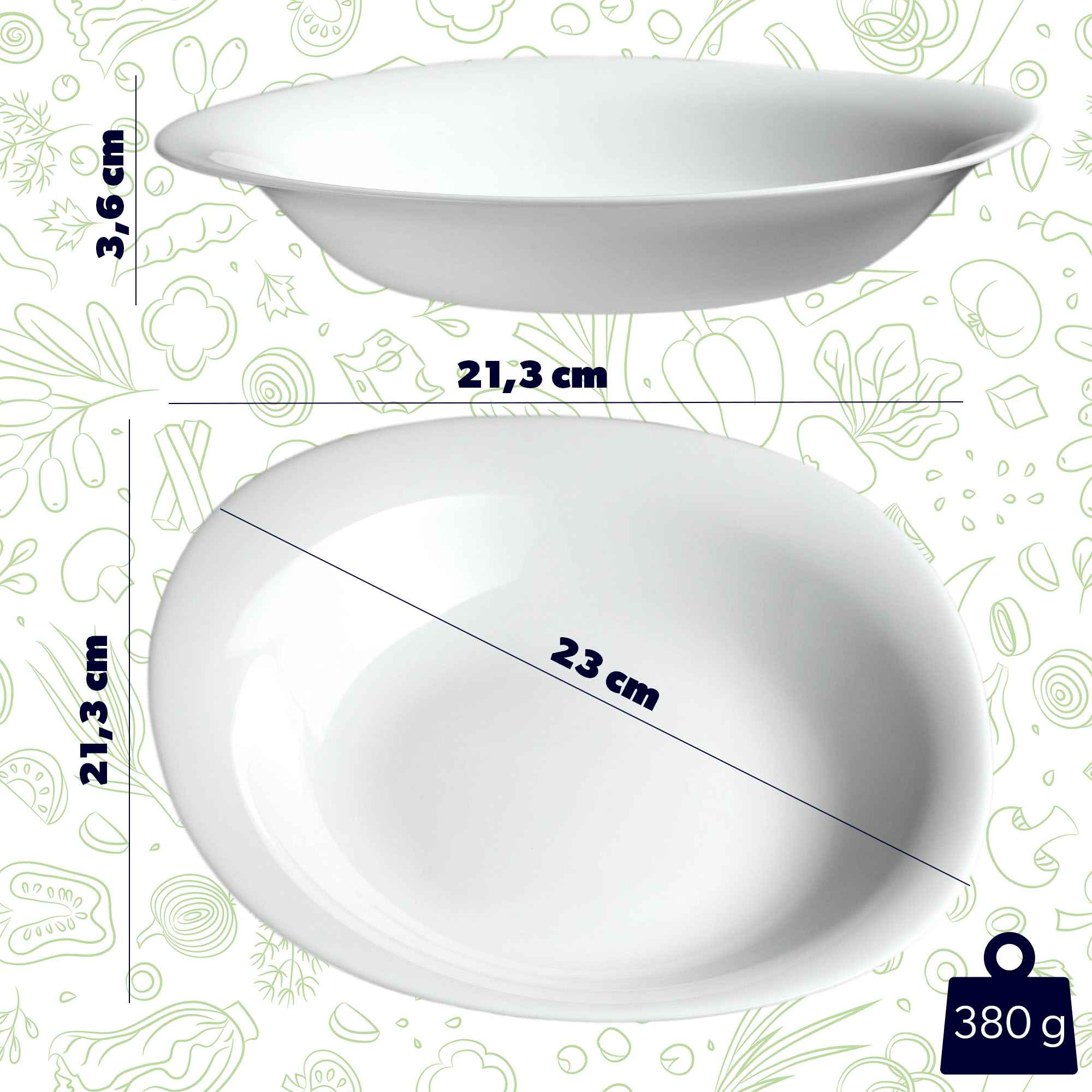 Talerz głęboki Prinier, 23 cm biały, 6 szt.