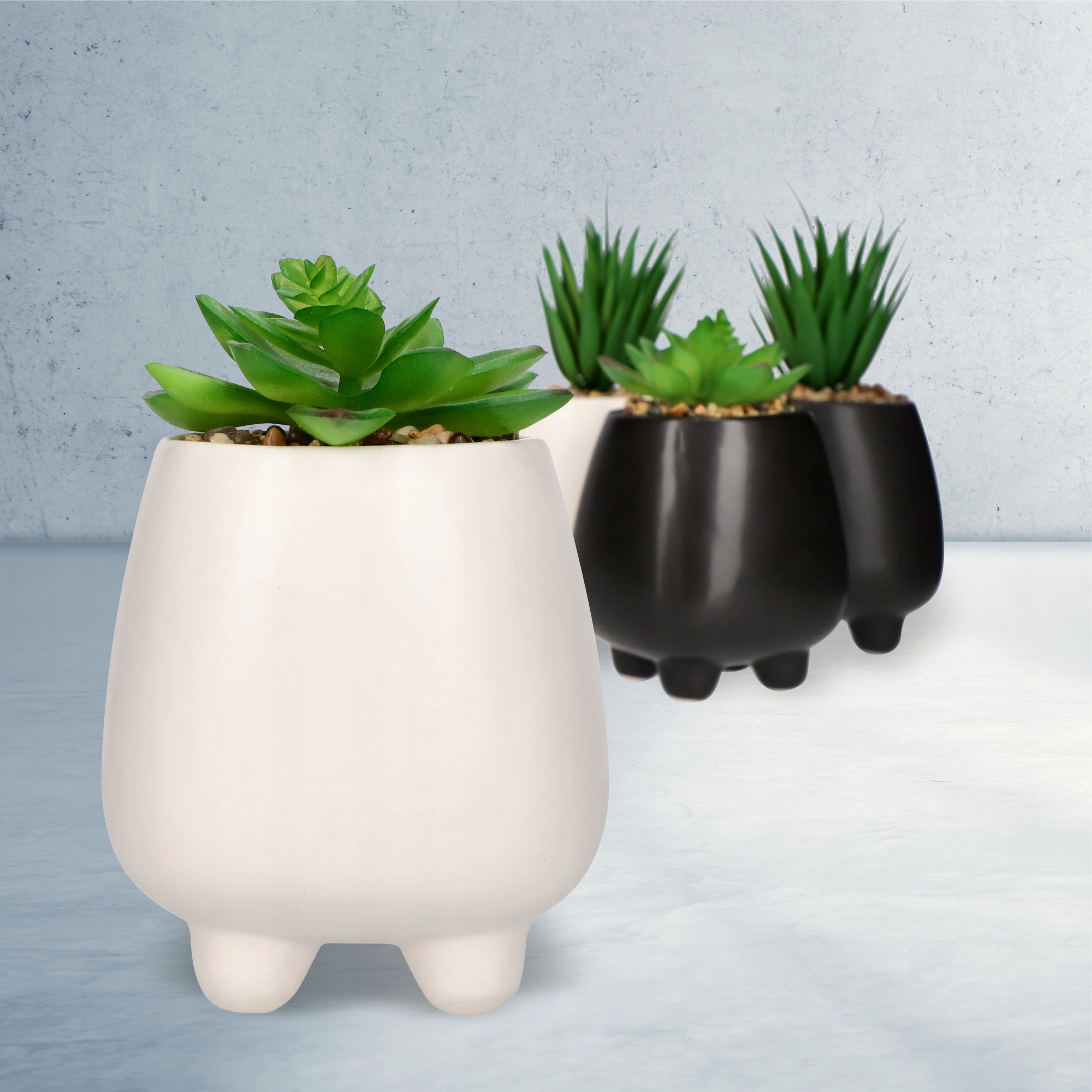 Sztuczny sukulent Rouy, 10,5 cm, biały