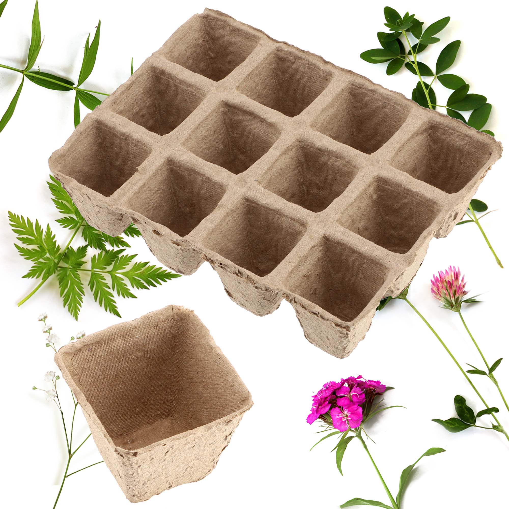 Doniczki torfowe Turgon na rozsady zestaw 10 paletek 16x12 cm + 72 doniczki 6 cm