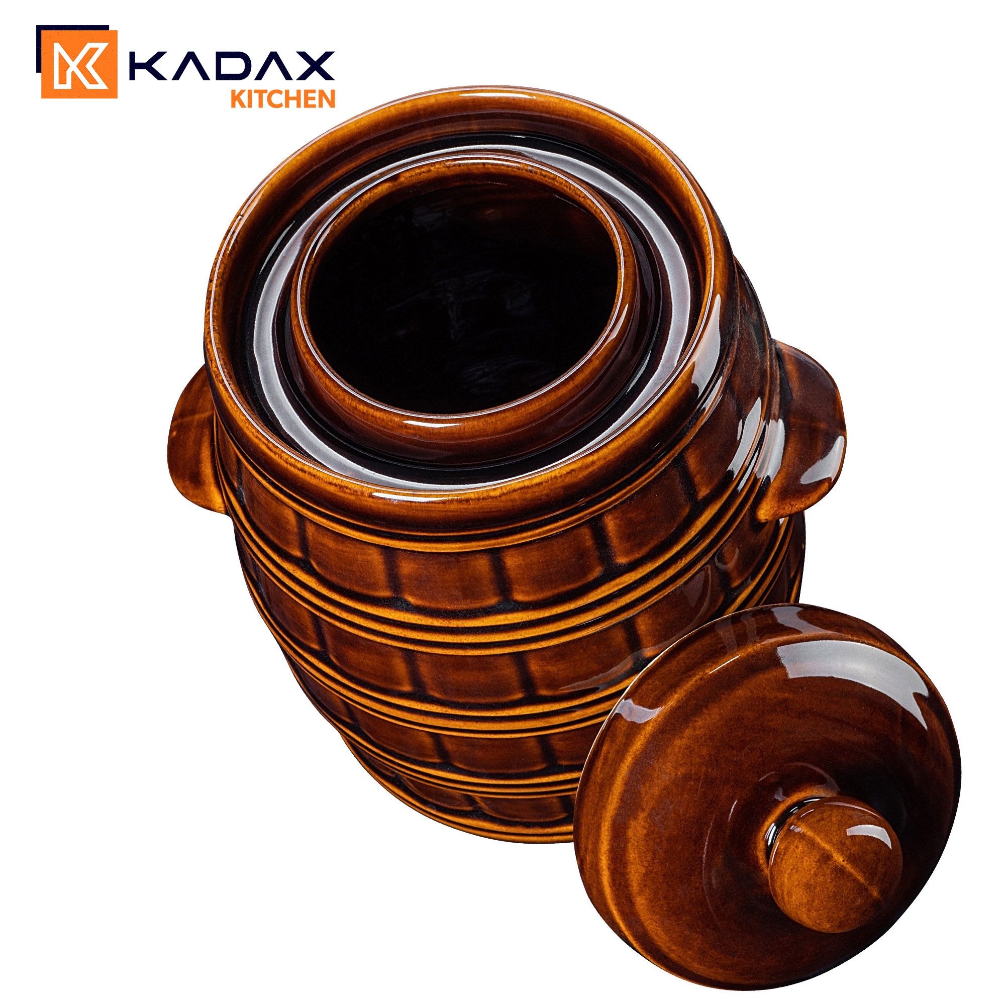 Beczka kamionkowa Helios 3.2L, z kołnierzem i pokrywką