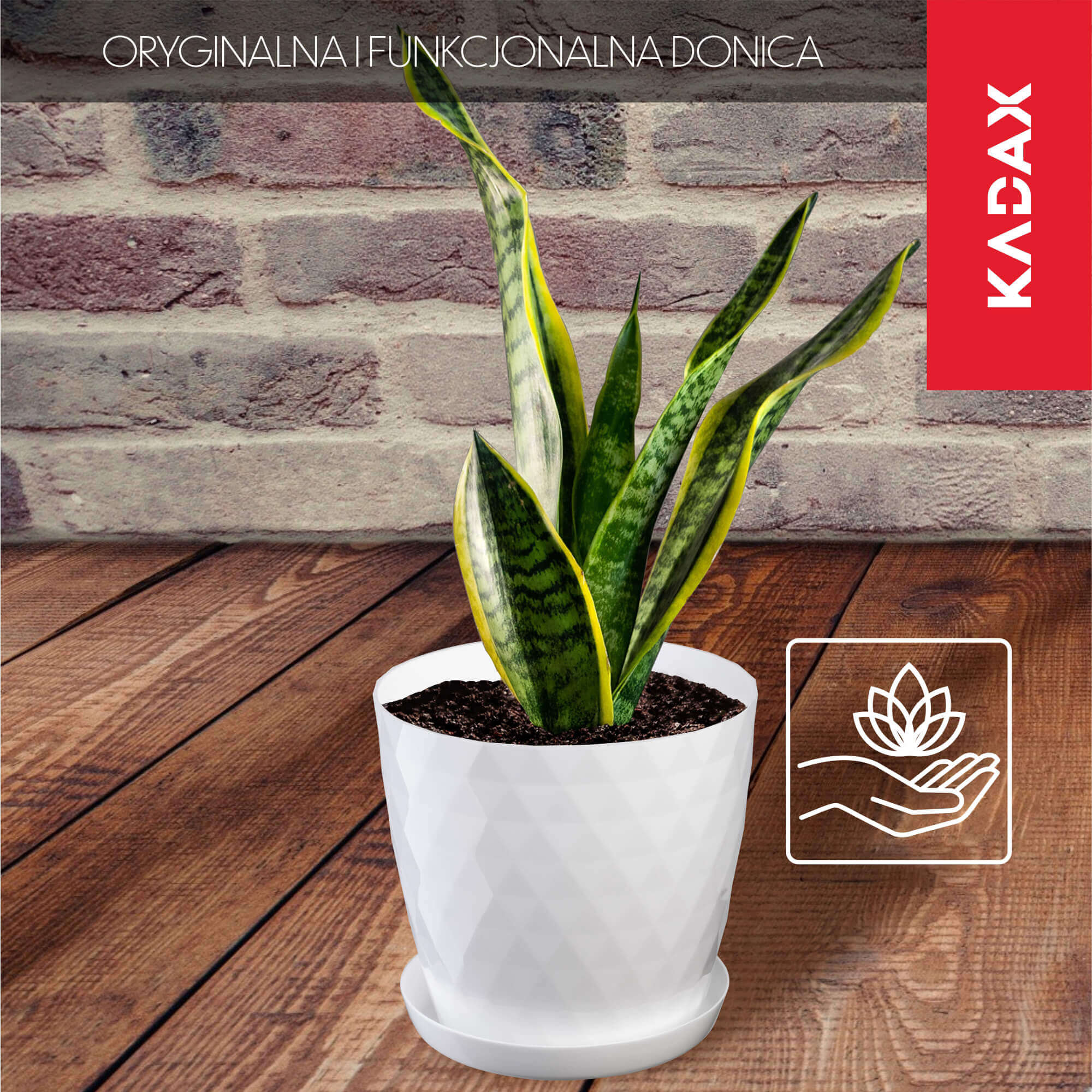 Doniczka na kwiaty z podstawką Amily 30 cm, biała