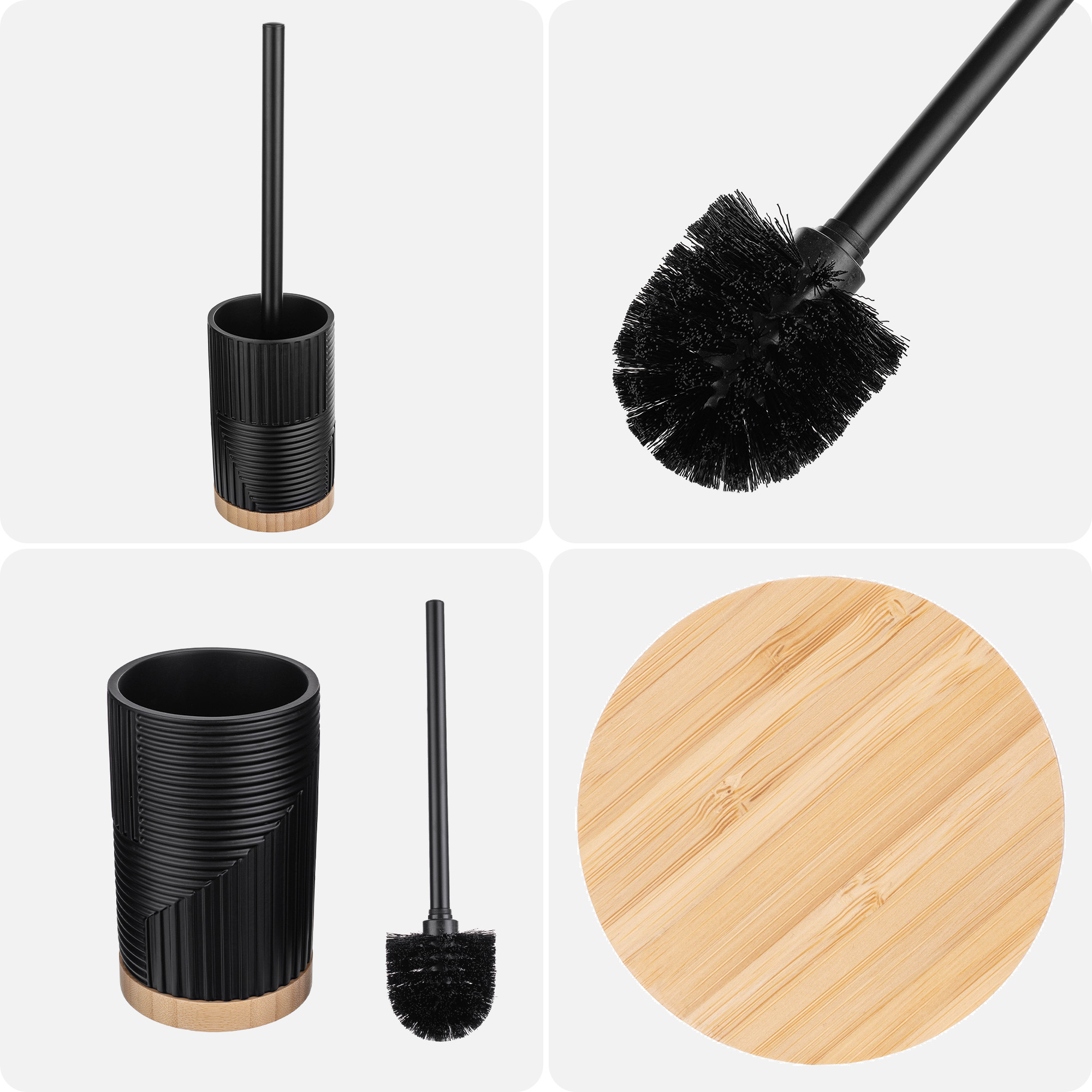 Zestaw Lunel dozownik na mydło+kubek łazienkowy+szczotka WC czarny